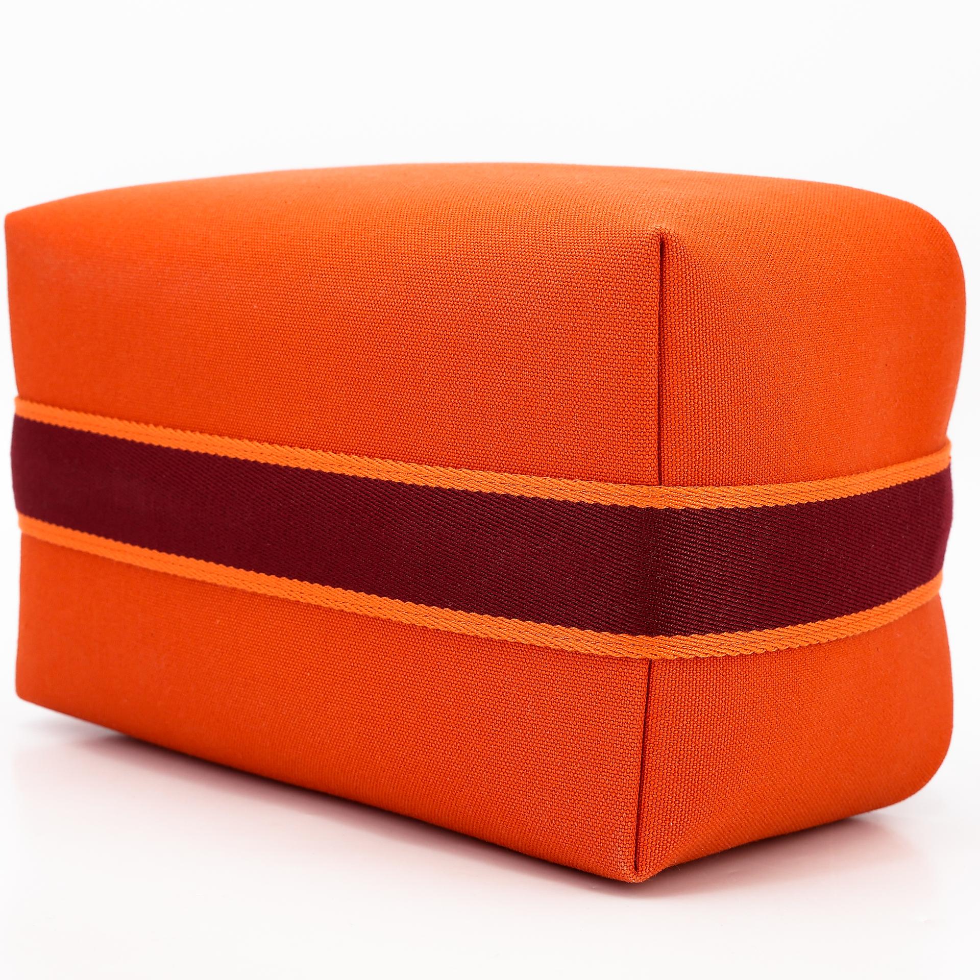 Unused ( Rank NS ) HERMÈS Bride-a-Brac Case GM Orange (93) Feu (9J) Canvas Palladium hardware - 5