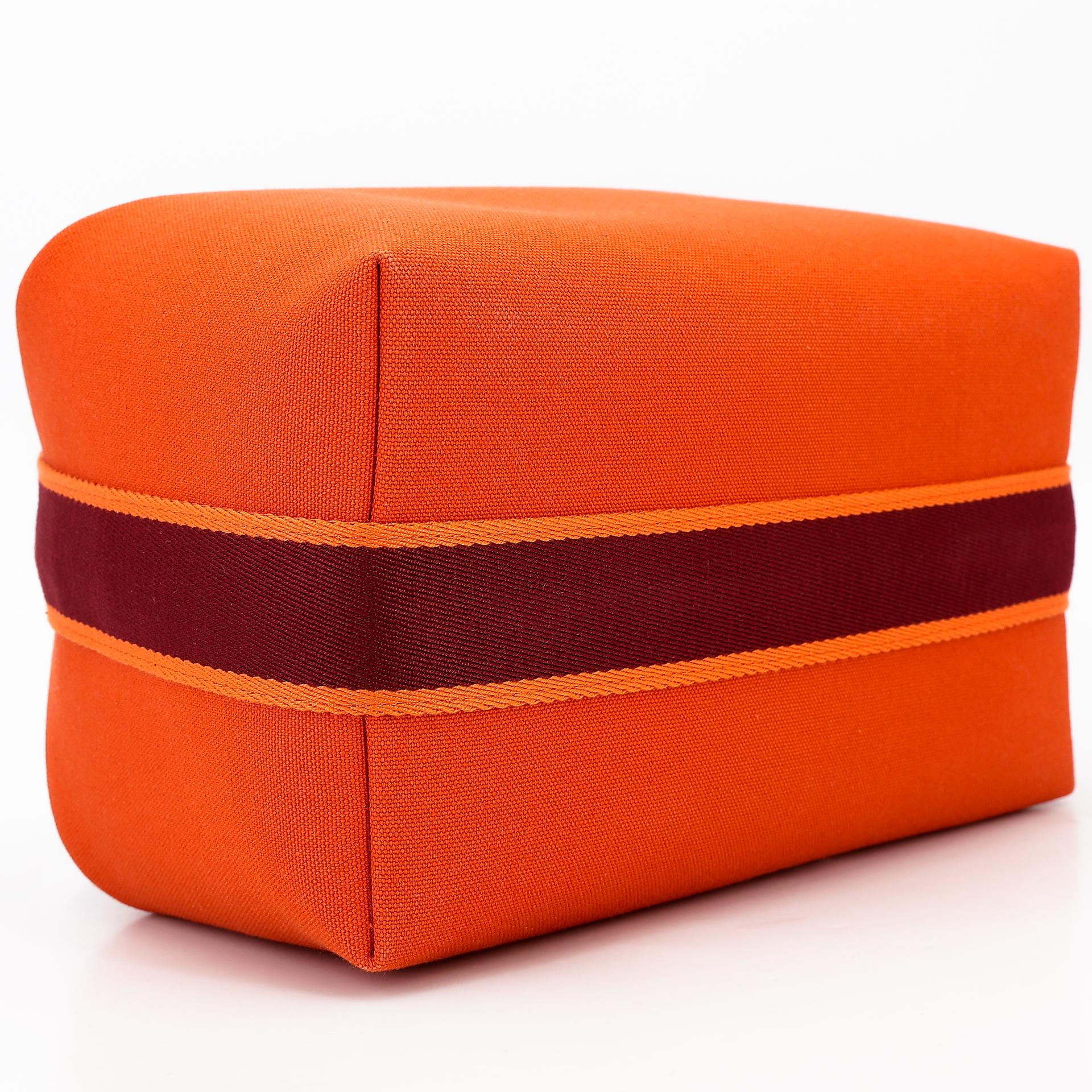 Unused ( Rank NS ) HERMÈS Bride-a-Brac Case GM Orange (93) Feu (9J) Canvas Palladium hardware - 6