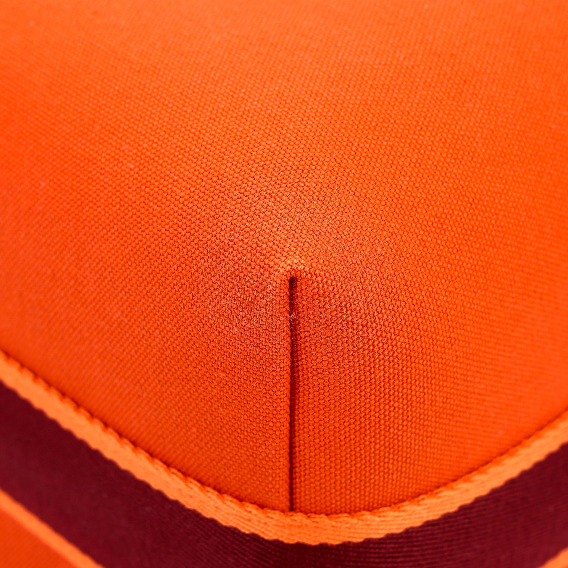 Unused ( Rank NS ) HERMÈS Bride-a-Brac Case GM Orange (93) Feu (9J) Canvas Palladium hardware - 7