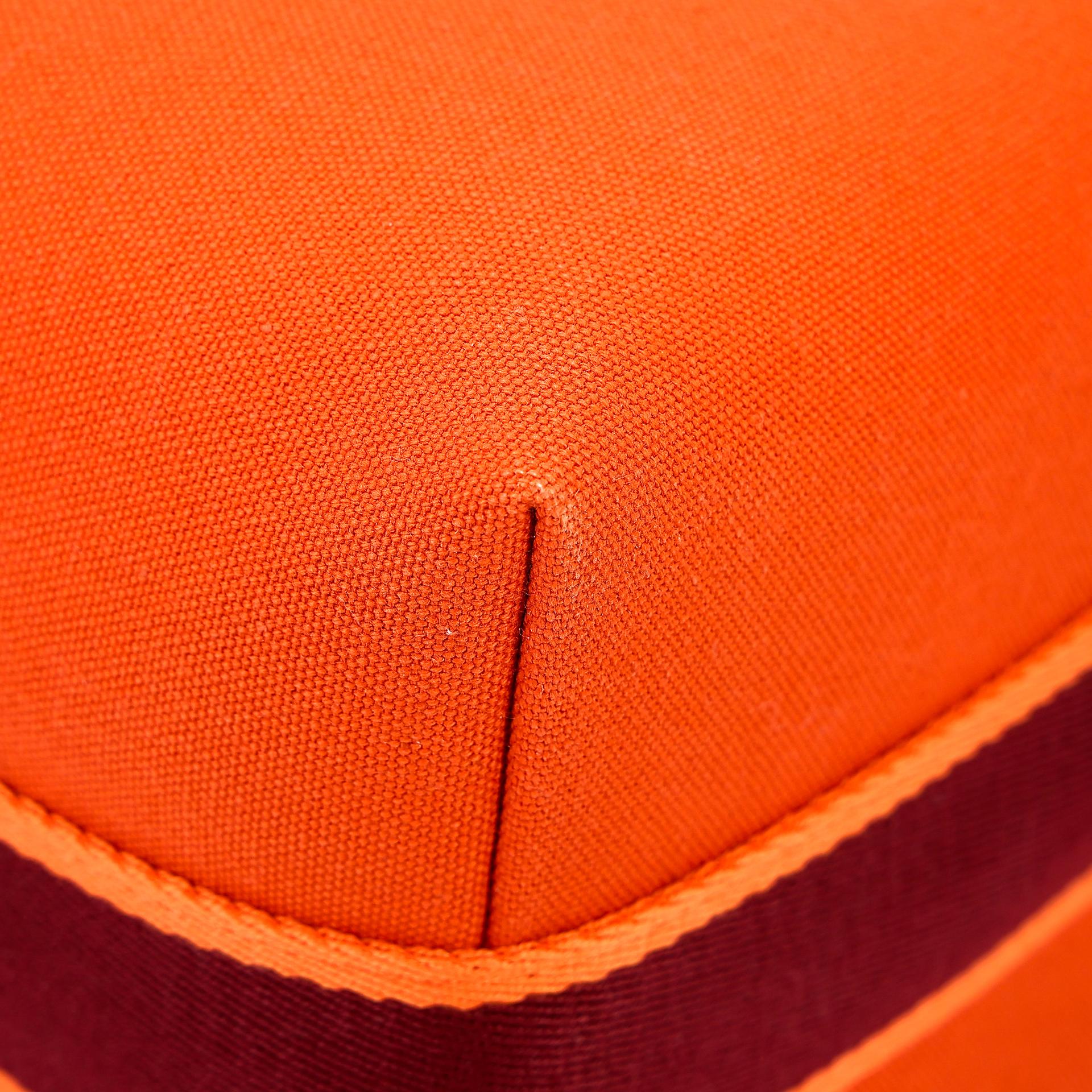 Unused ( Rank NS ) HERMÈS Bride-a-Brac Case GM Orange (93) Feu (9J) Canvas Palladium hardware - 8