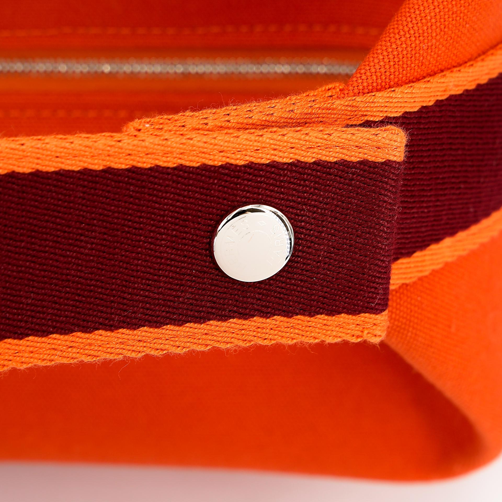 Unused ( Rank NS ) HERMÈS Bride-a-Brac Case GM Orange (93) Feu (9J) Canvas Palladium hardware - 11