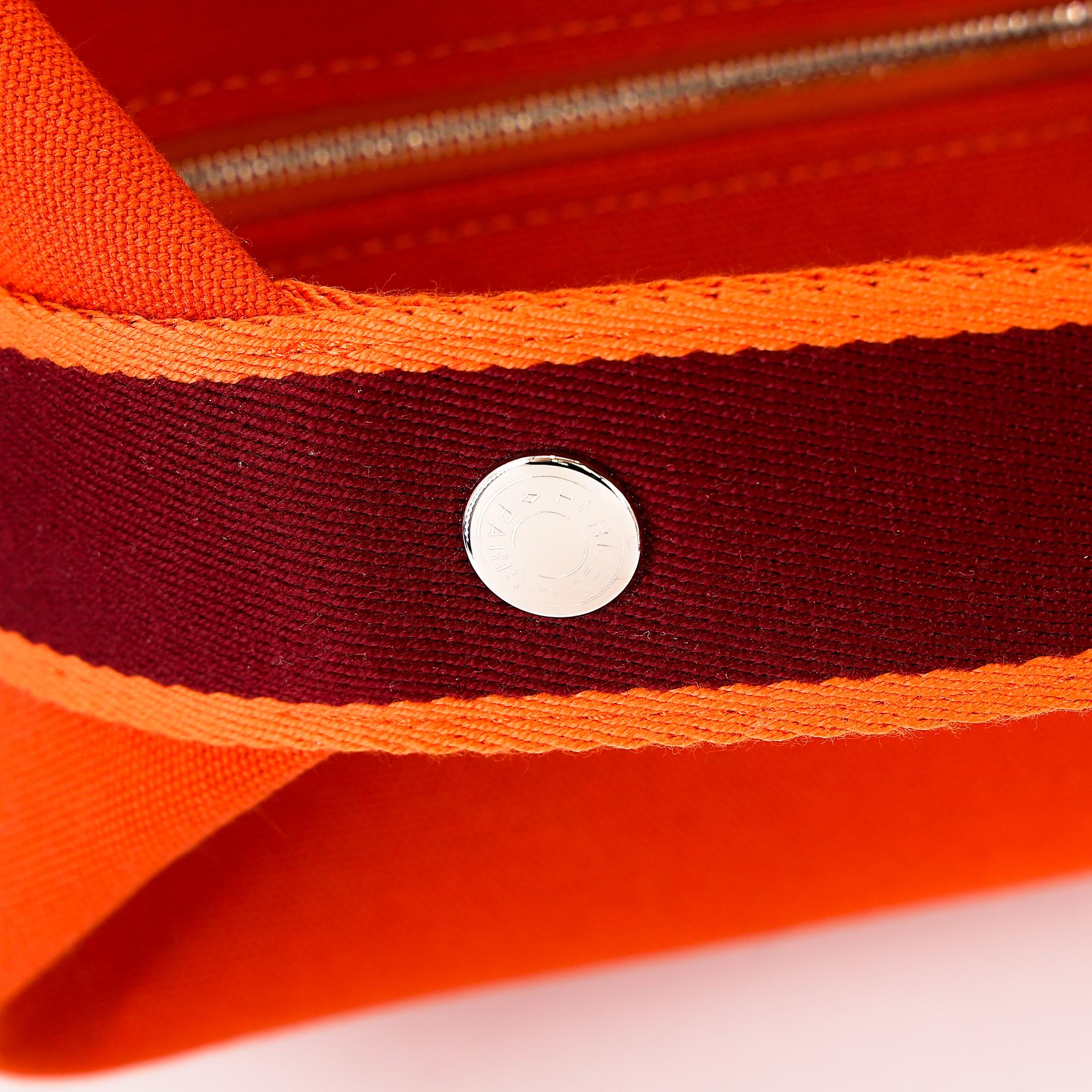 Unused ( Rank NS ) HERMÈS Bride-a-Brac Case GM Orange (93) Feu (9J) Canvas Palladium hardware - 12