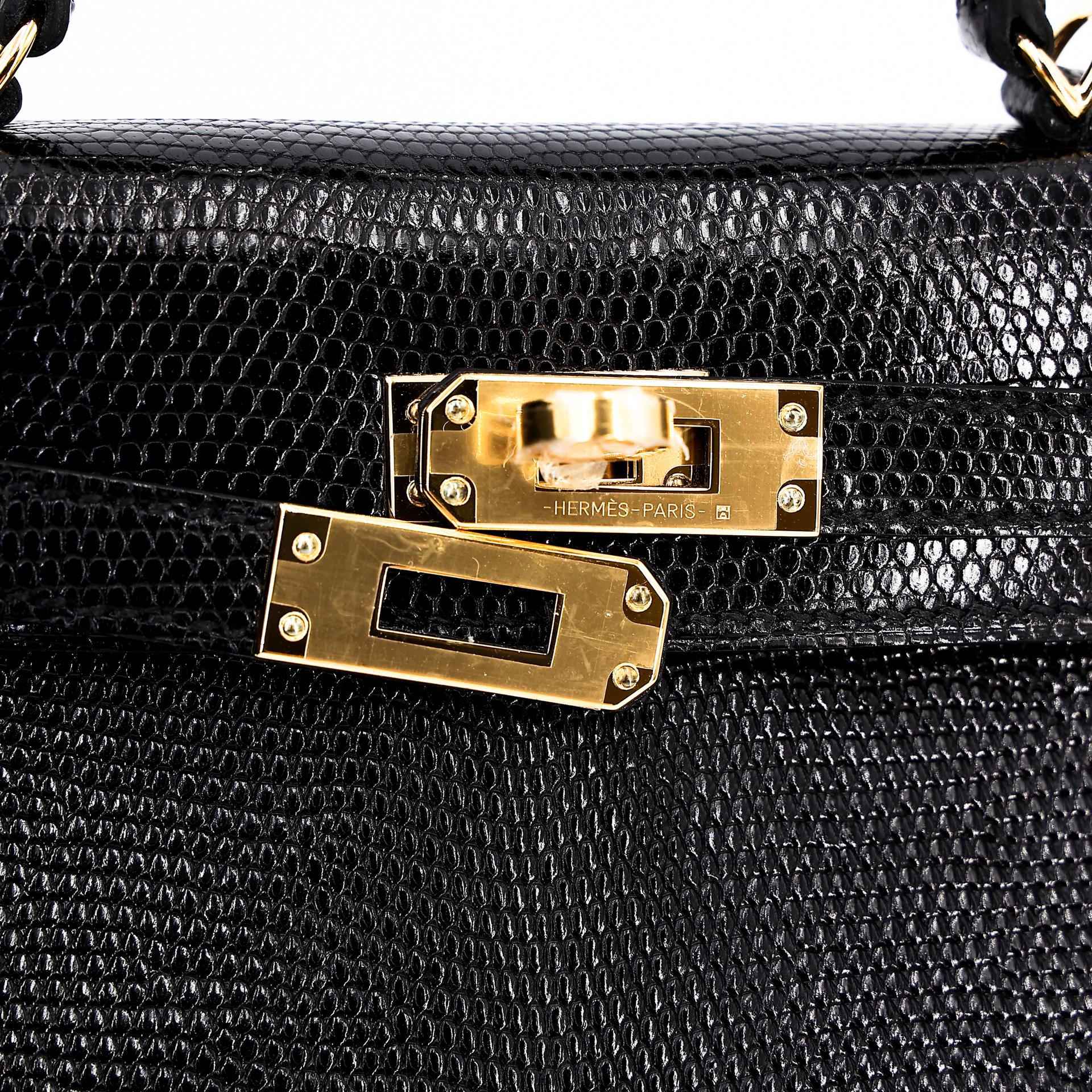 ランク N 新品 HERMÈS エルメス ミニケリー2 ブラック (89) リザード ゴールド金具 U刻印 - 8