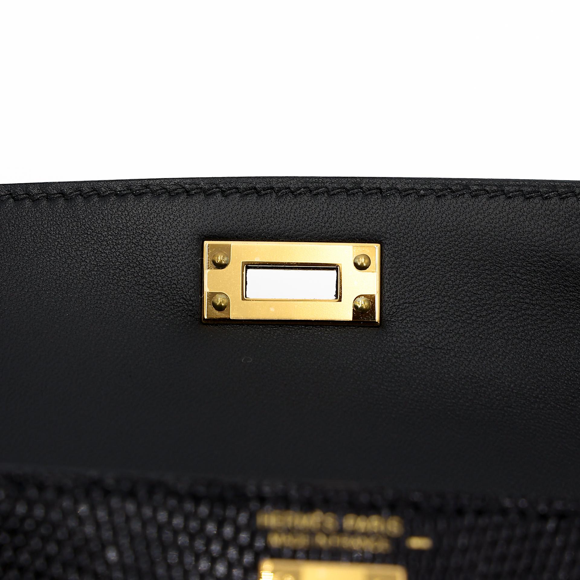 ランク N 新品 HERMÈS エルメス ミニケリー2 ブラック (89) リザード ゴールド金具 U刻印 - 10