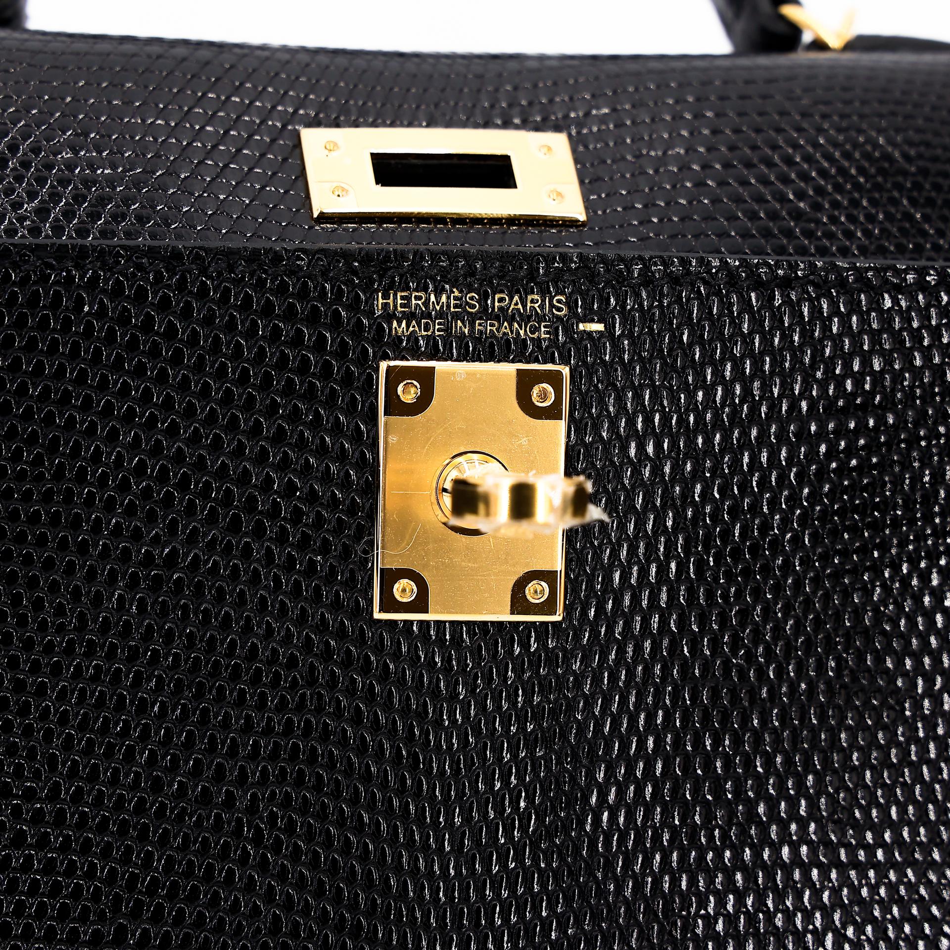 ランク N 新品 HERMÈS エルメス ミニケリー2 ブラック (89) リザード ゴールド金具 U刻印 - 11