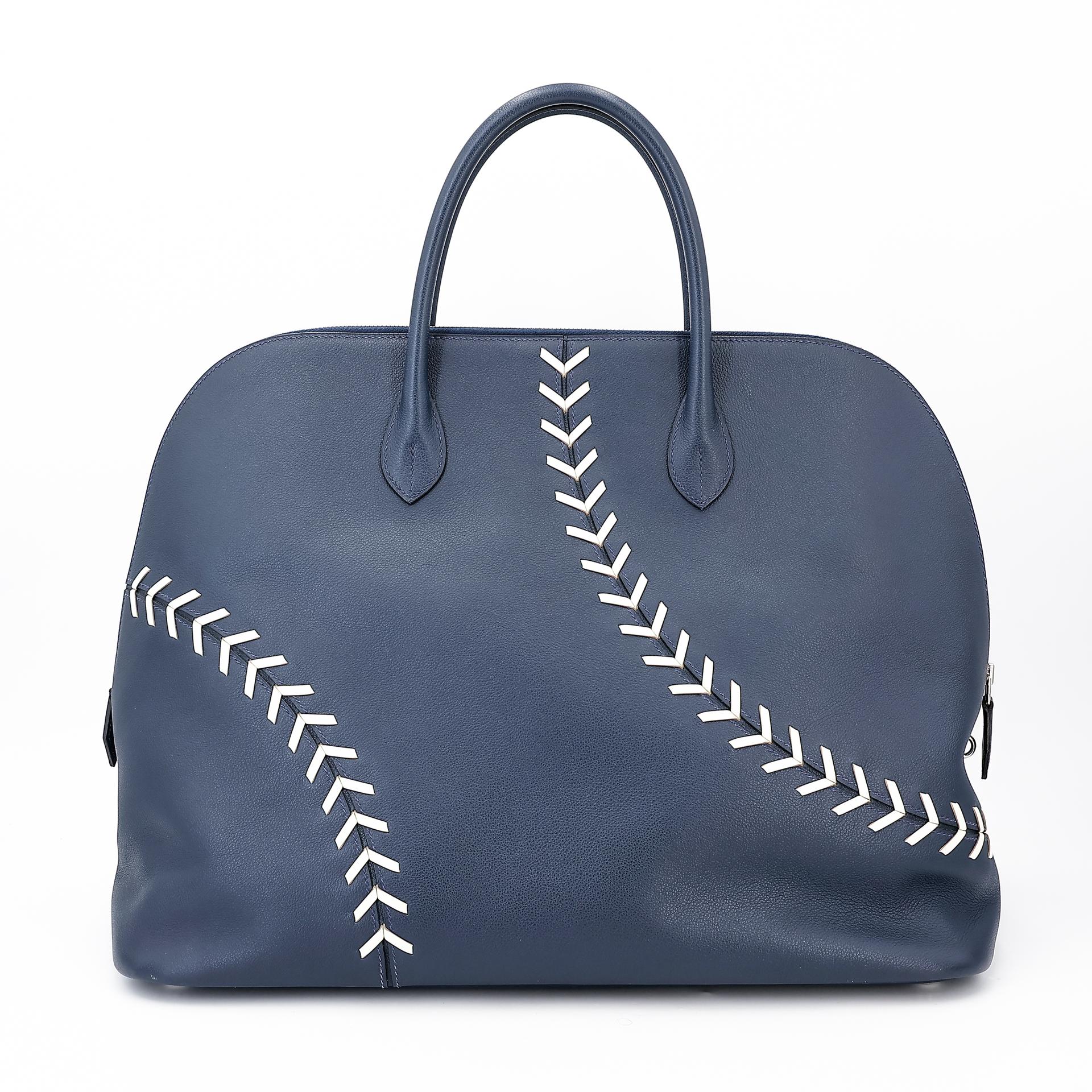 Very Good ( Rank A) HERMÈS Bolide 45 1923 Baseball Bleu Nuit (2Z) Evercolor Palladium hardware C (2018) - 2