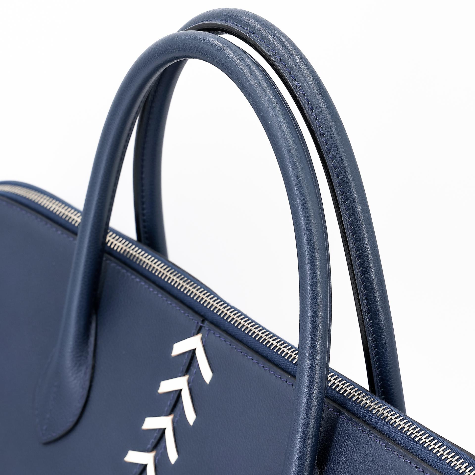 Very Good ( Rank A) HERMÈS Bolide 45 1923 Baseball Bleu Nuit (2Z) Evercolor Palladium hardware C (2018) - 3