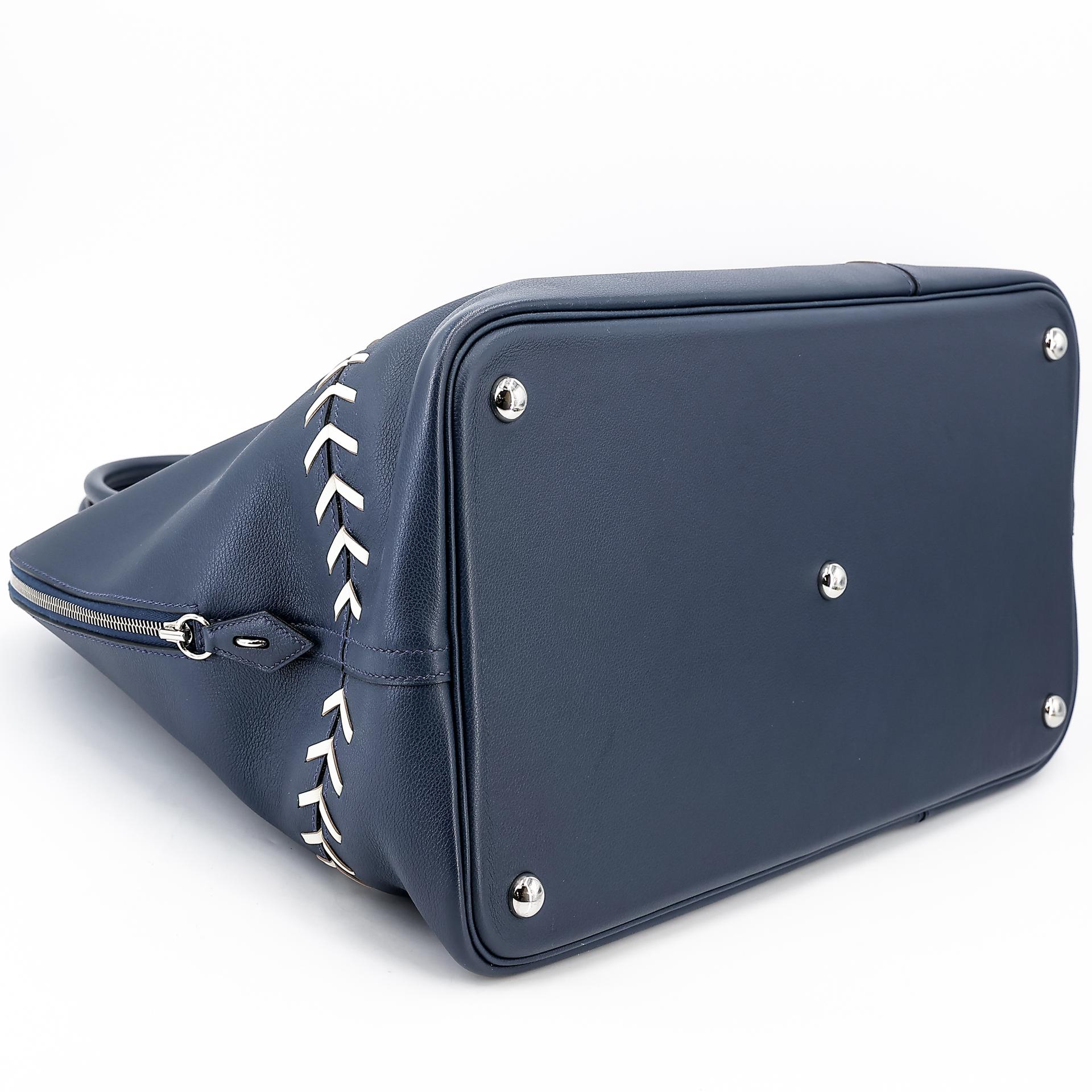 Very Good ( Rank A) HERMÈS Bolide 45 1923 Baseball Bleu Nuit (2Z) Evercolor Palladium hardware C (2018) - 5