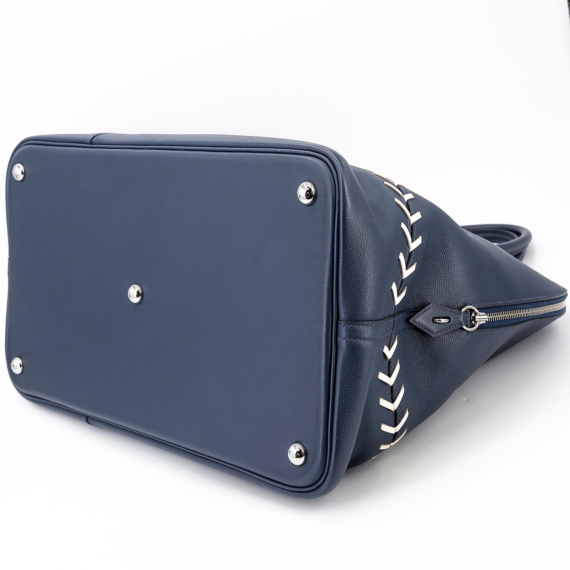 Very Good ( Rank A) HERMÈS Bolide 45 1923 Baseball Bleu Nuit (2Z) Evercolor Palladium hardware C (2018) - 6