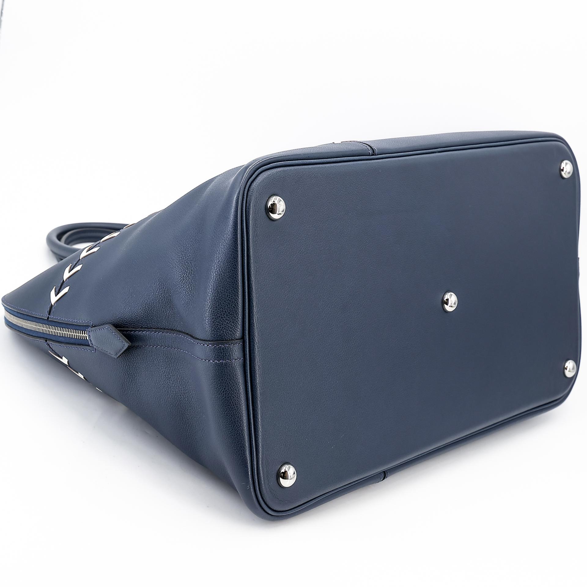 Very Good ( Rank A) HERMÈS Bolide 45 1923 Baseball Bleu Nuit (2Z) Evercolor Palladium hardware C (2018) - 7