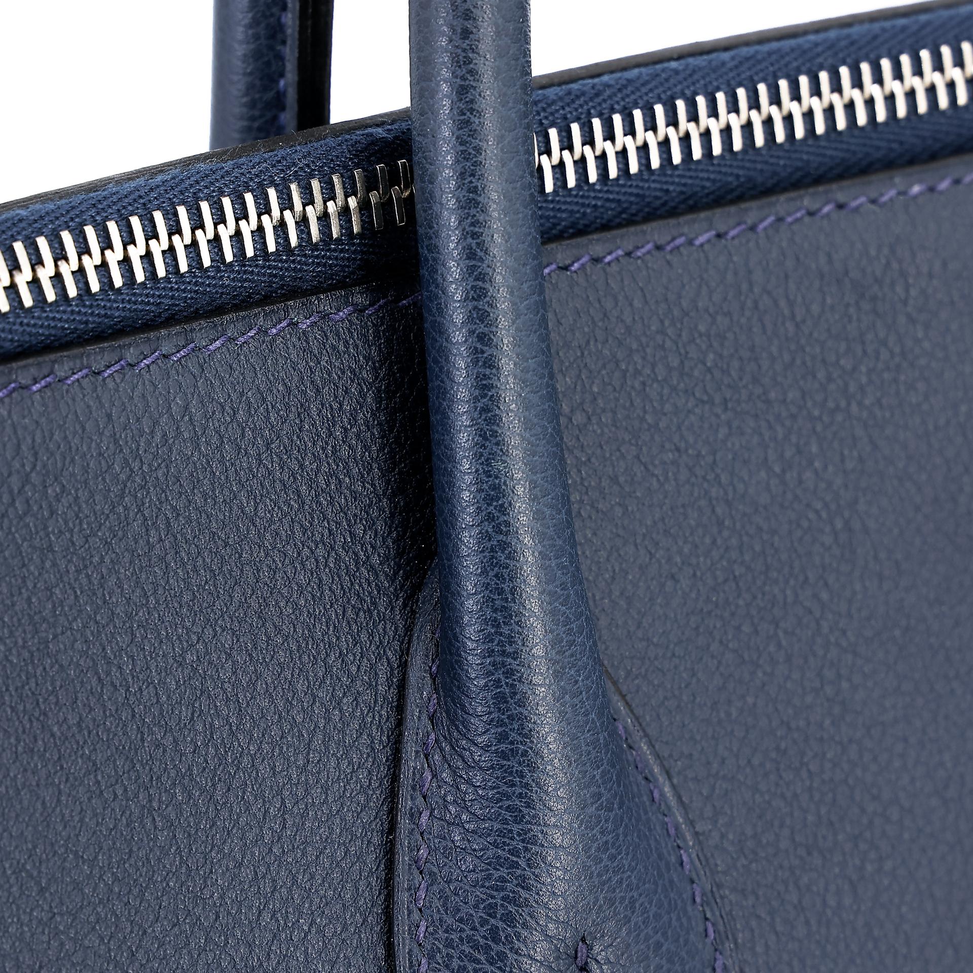 Very Good ( Rank A) HERMÈS Bolide 45 1923 Baseball Bleu Nuit (2Z) Evercolor Palladium hardware C (2018) - 8