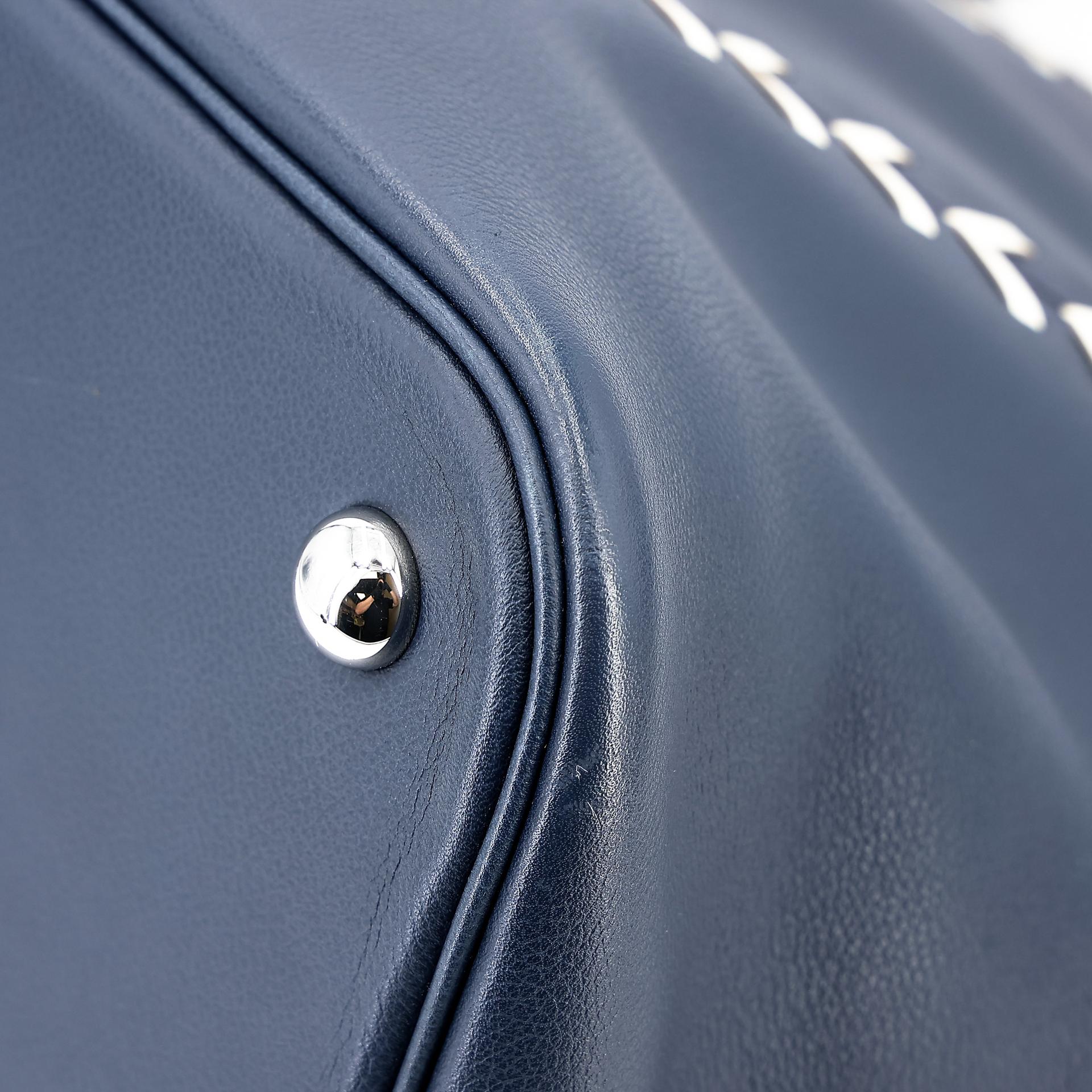 Very Good ( Rank A) HERMÈS Bolide 45 1923 Baseball Bleu Nuit (2Z) Evercolor Palladium hardware C (2018) - 9