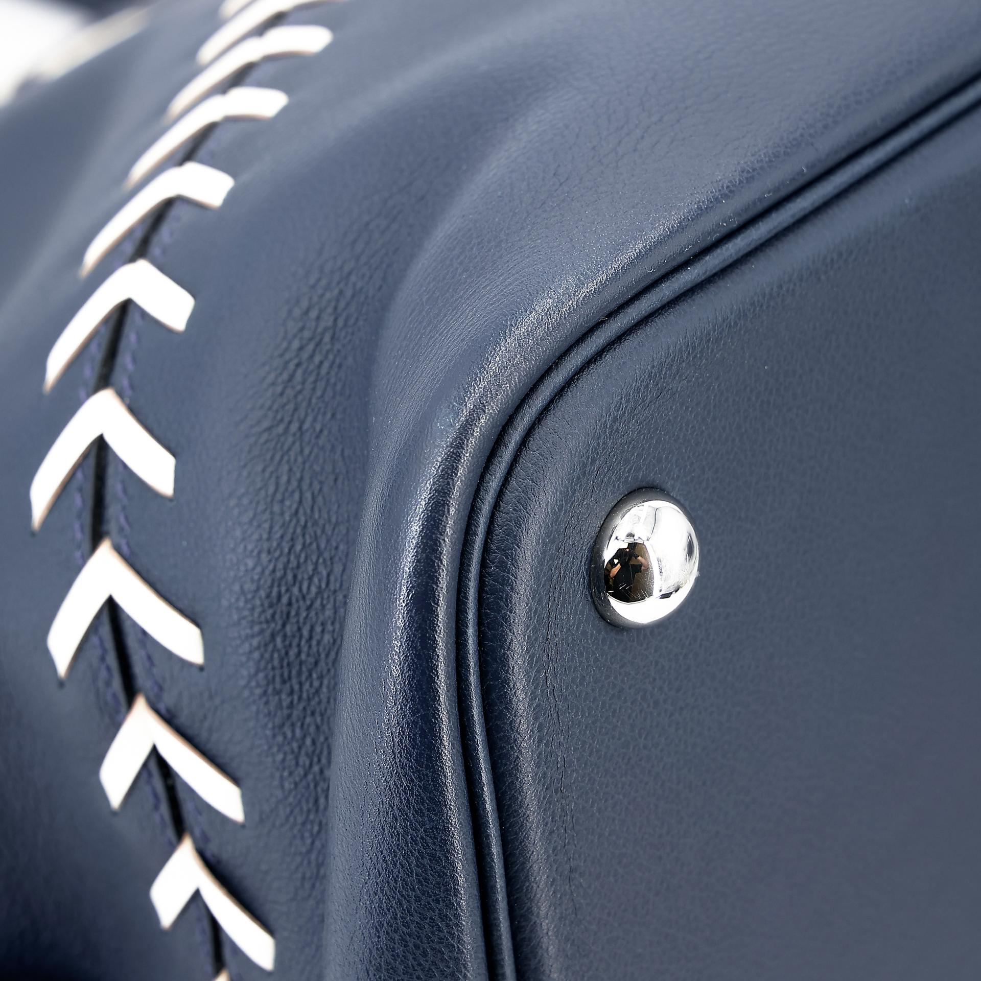 Very Good ( Rank A) HERMÈS Bolide 45 1923 Baseball Bleu Nuit (2Z) Evercolor Palladium hardware C (2018) - 10