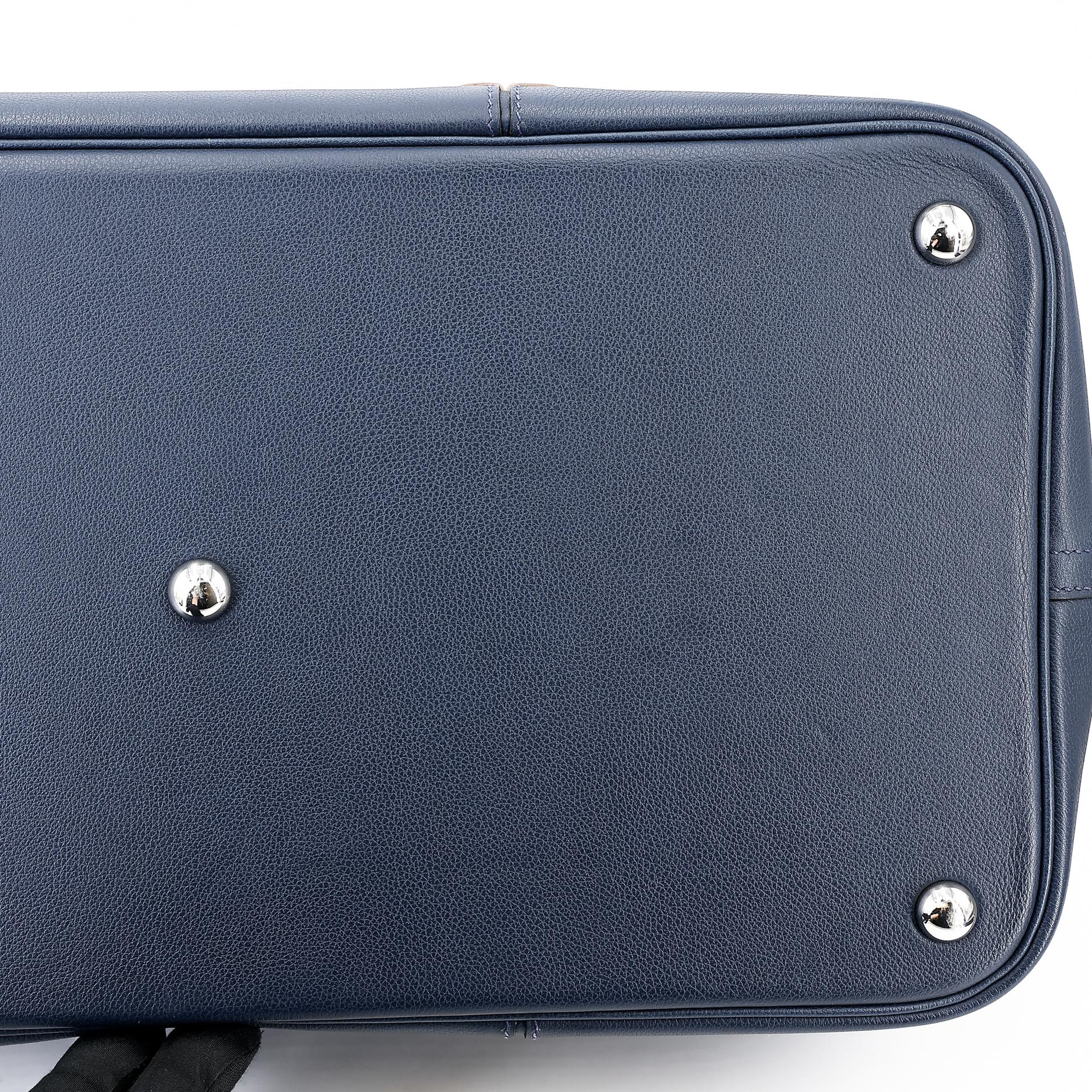 Very Good ( Rank A) HERMÈS Bolide 45 1923 Baseball Bleu Nuit (2Z) Evercolor Palladium hardware C (2018) - 14