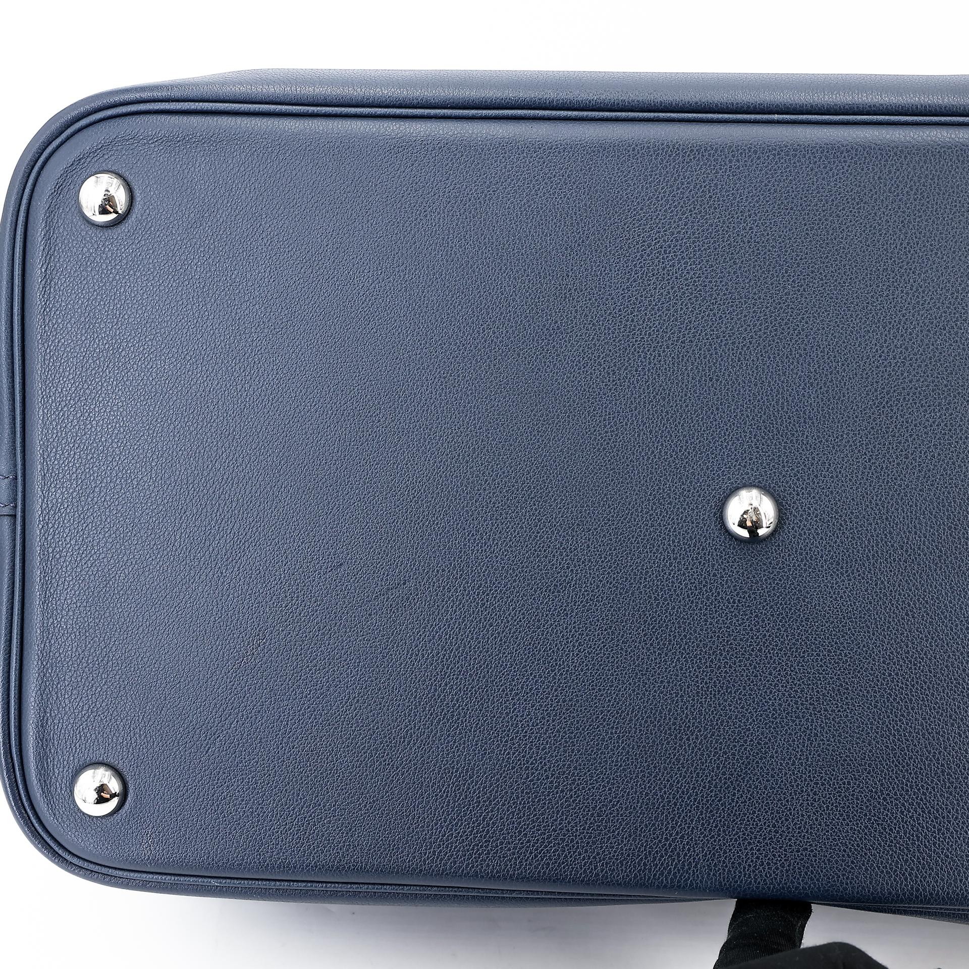 Very Good ( Rank A) HERMÈS Bolide 45 1923 Baseball Bleu Nuit (2Z) Evercolor Palladium hardware C (2018) - 15