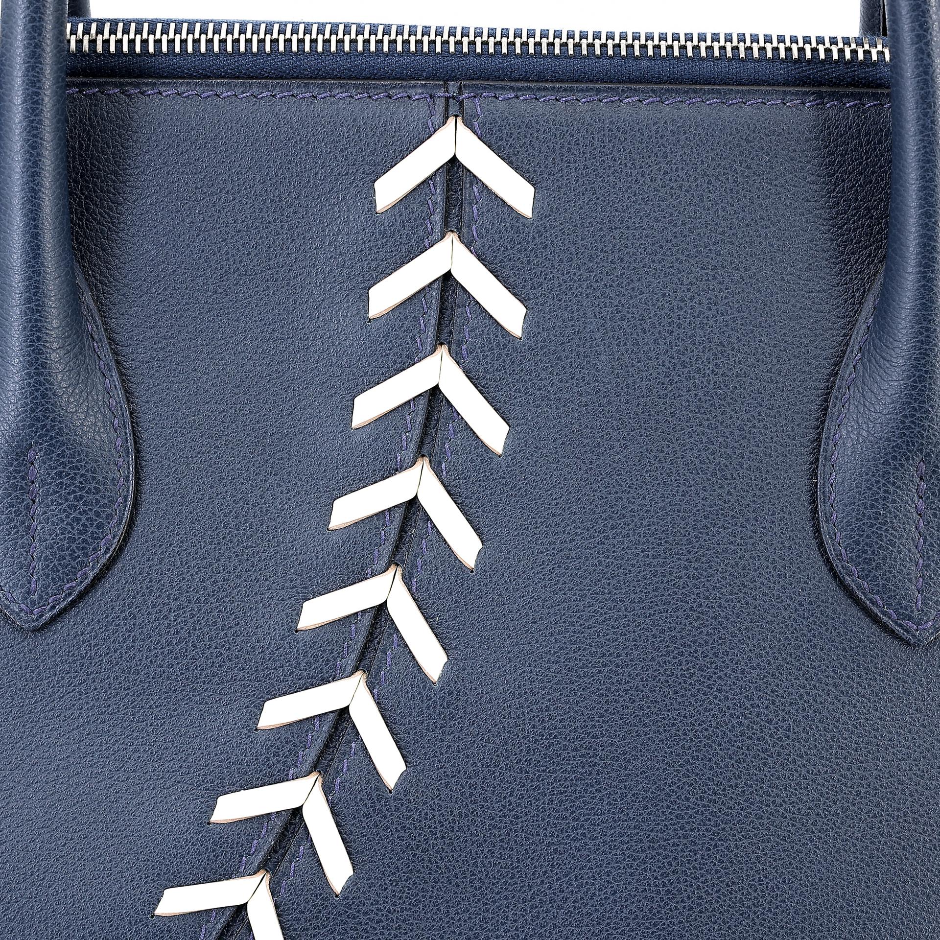 Very Good ( Rank A) HERMÈS Bolide 45 1923 Baseball Bleu Nuit (2Z) Evercolor Palladium hardware C (2018) - 17