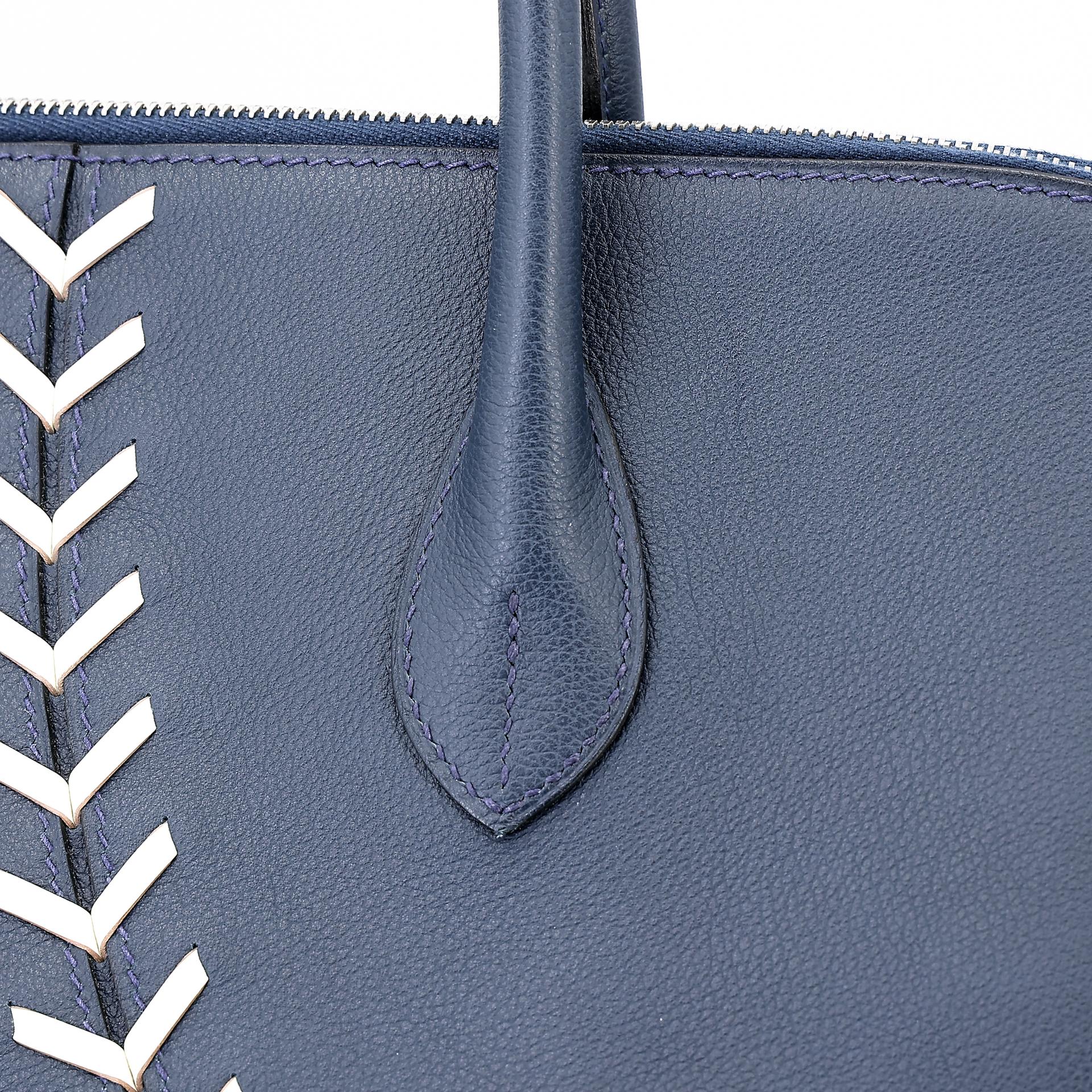 Very Good ( Rank A) HERMÈS Bolide 45 1923 Baseball Bleu Nuit (2Z) Evercolor Palladium hardware C (2018) - 18