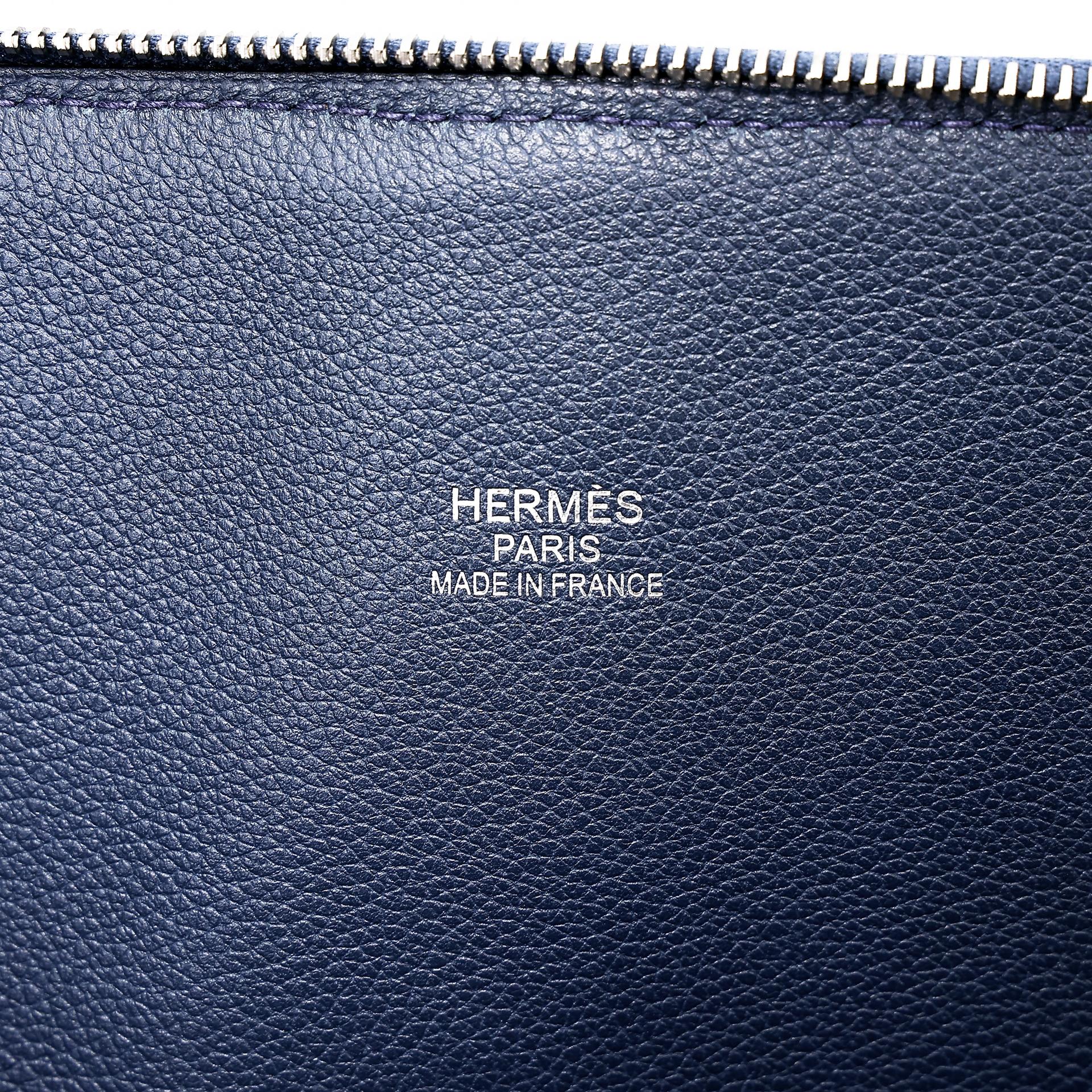 Very Good ( Rank A) HERMÈS Bolide 45 1923 Baseball Bleu Nuit (2Z) Evercolor Palladium hardware C (2018) - 23