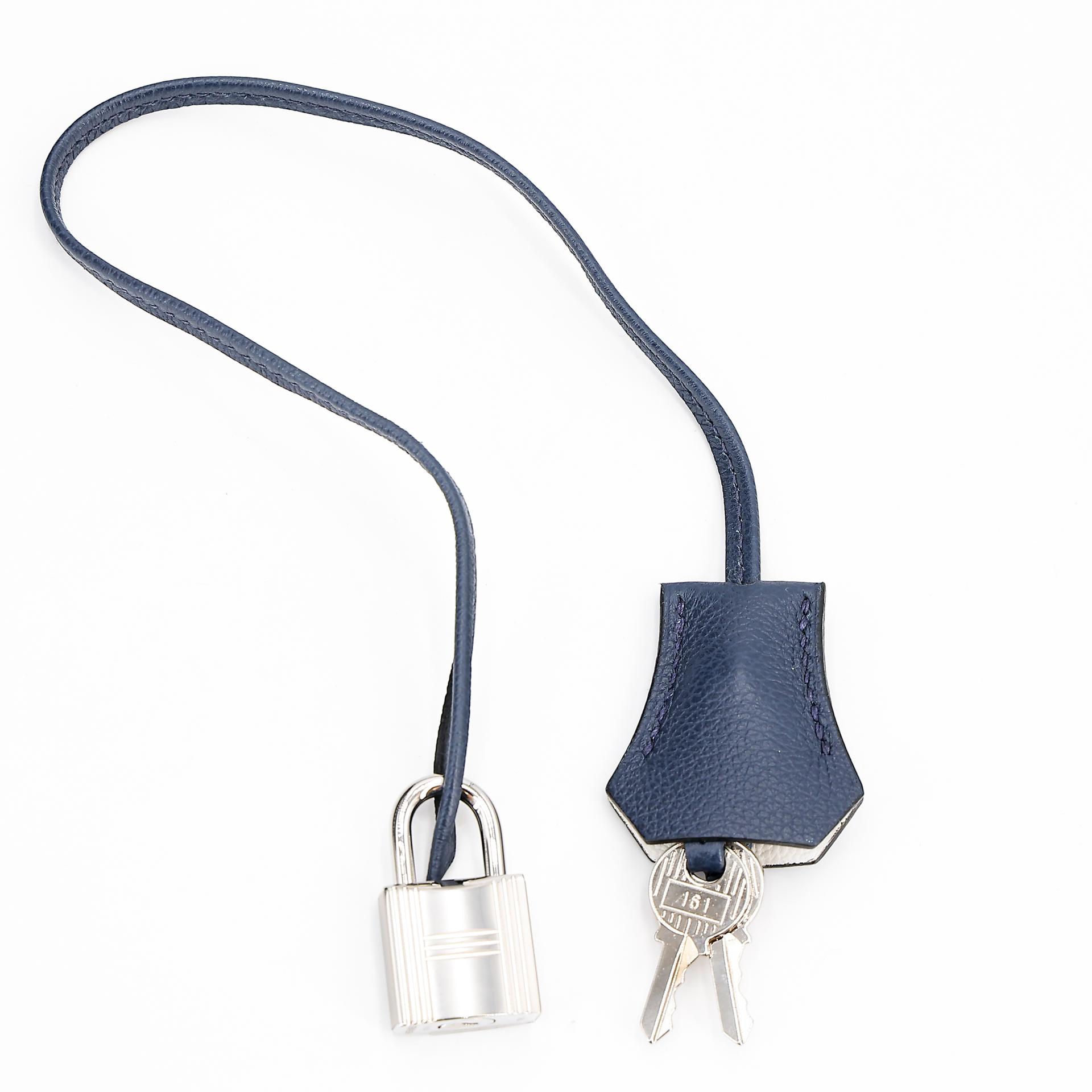 Very Good ( Rank A) HERMÈS Bolide 45 1923 Baseball Bleu Nuit (2Z) Evercolor Palladium hardware C (2018) - 25