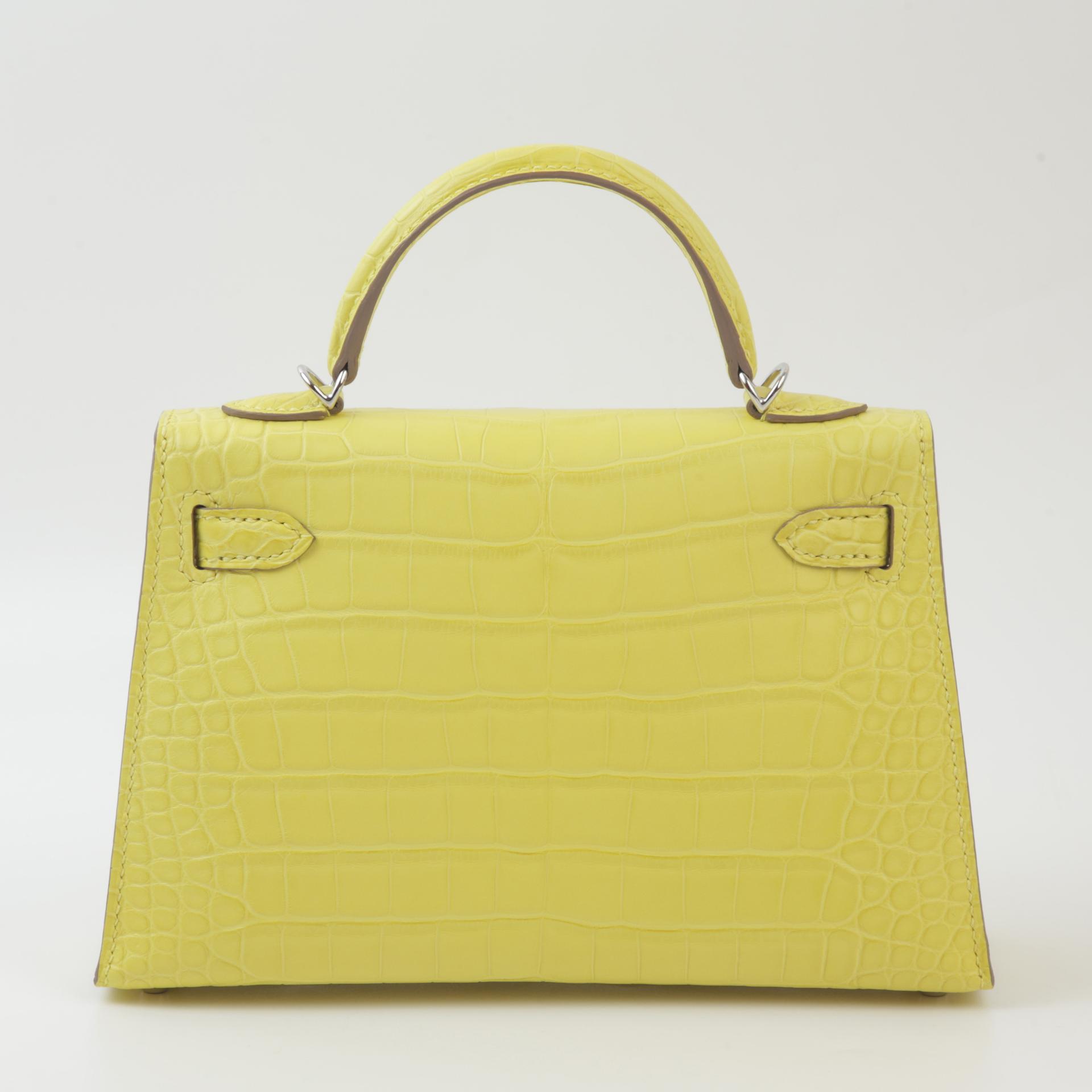Unused ( Rank NS ) HERMÈS Mini Kelly II Lime (9R) Matte Alligator Palladium hardware B (2023) - 2