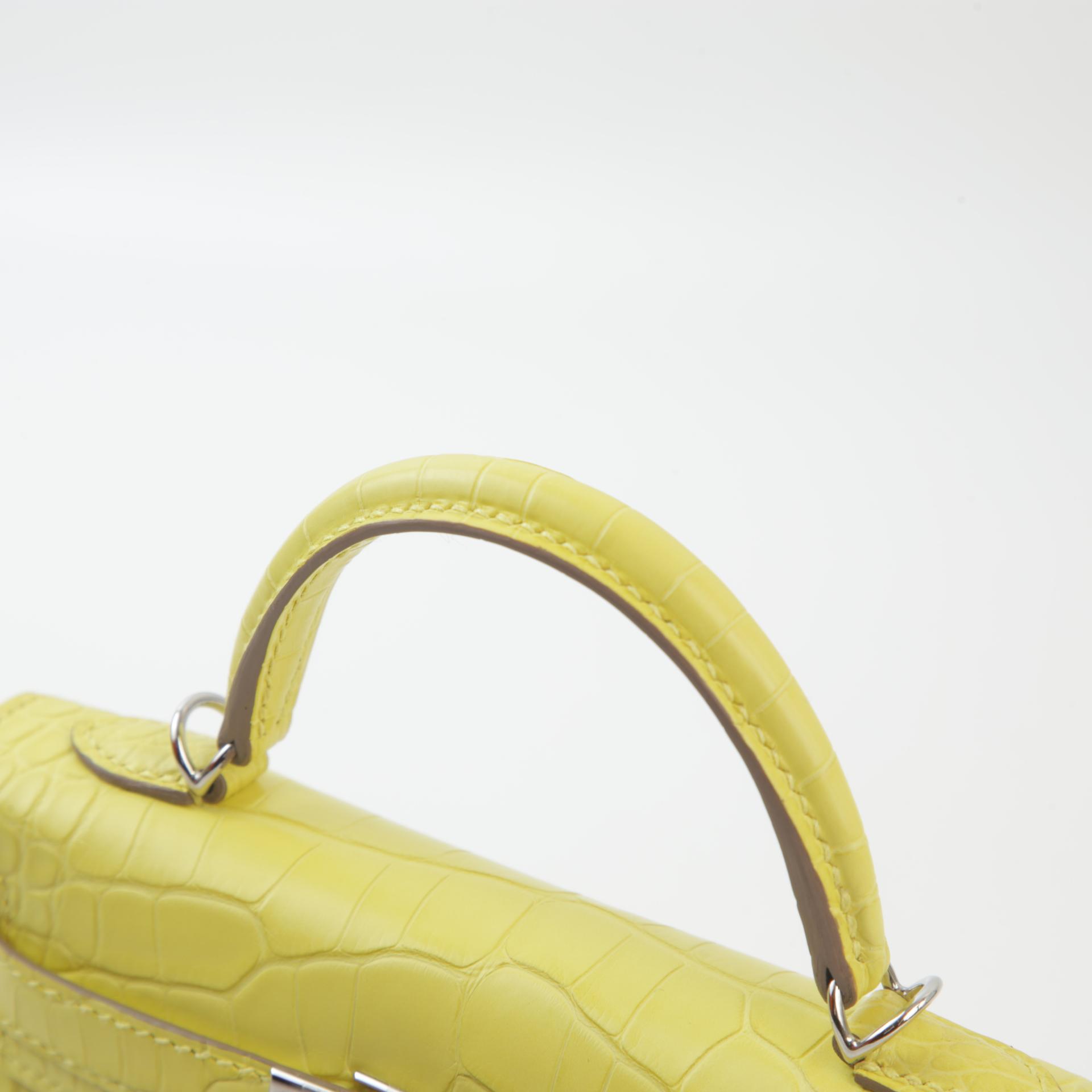 Unused ( Rank NS ) HERMÈS Mini Kelly II Lime (9R) Matte Alligator Palladium hardware B (2023) - 3