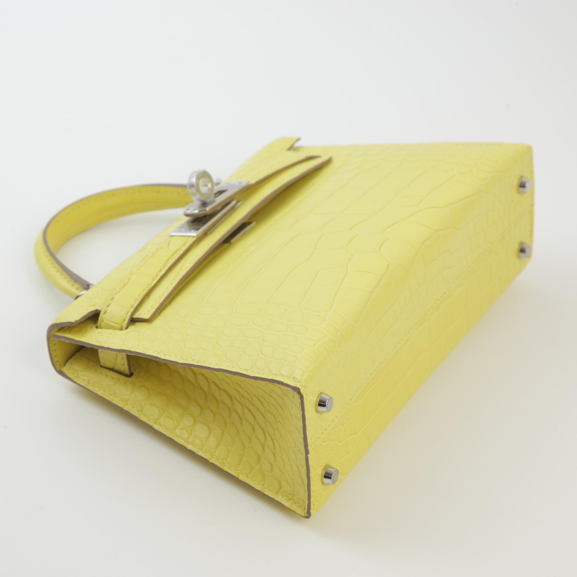 Unused ( Rank NS ) HERMÈS Mini Kelly II Lime (9R) Matte Alligator Palladium hardware B (2023) - 4