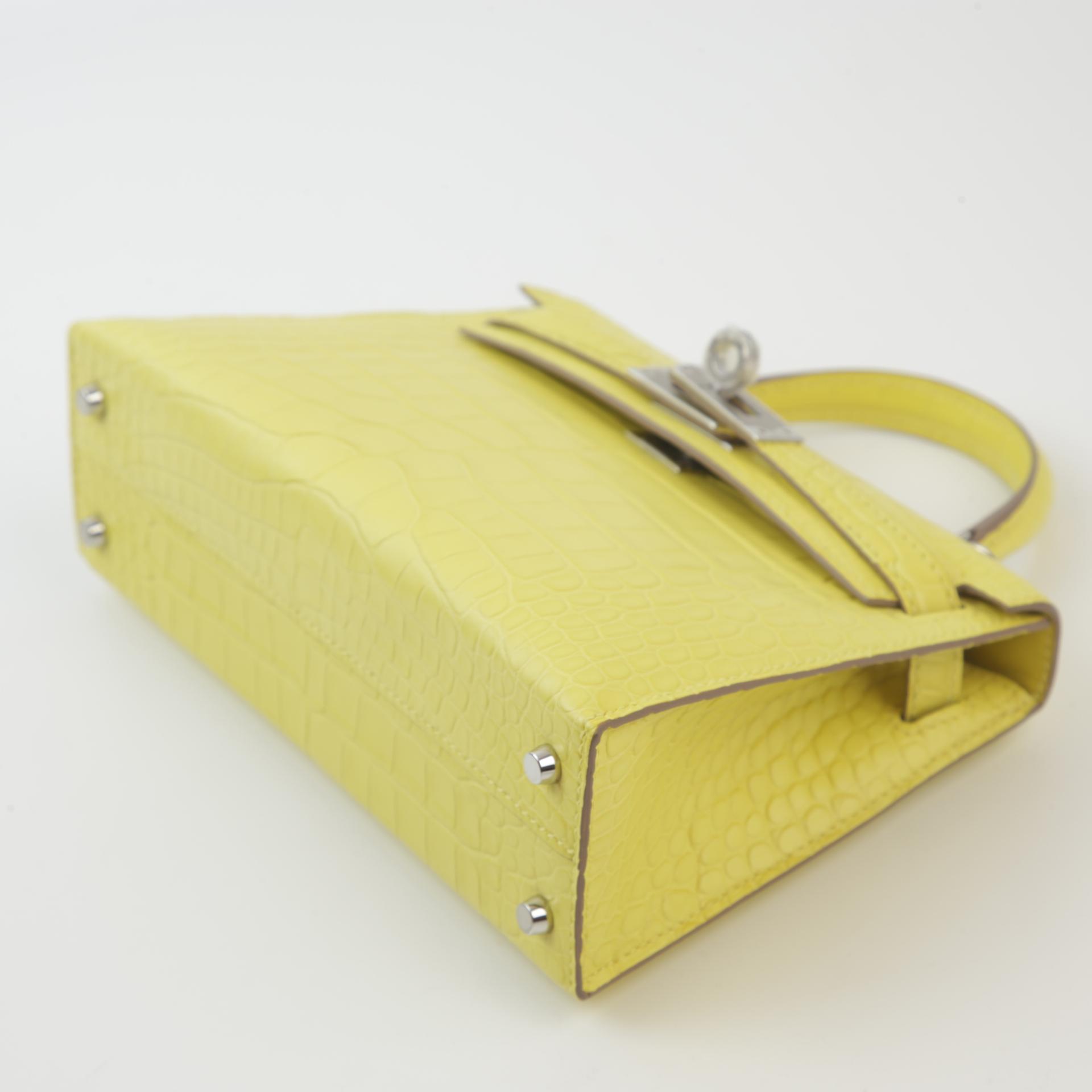 Unused ( Rank NS ) HERMÈS Mini Kelly II Lime (9R) Matte Alligator Palladium hardware B (2023) - 5