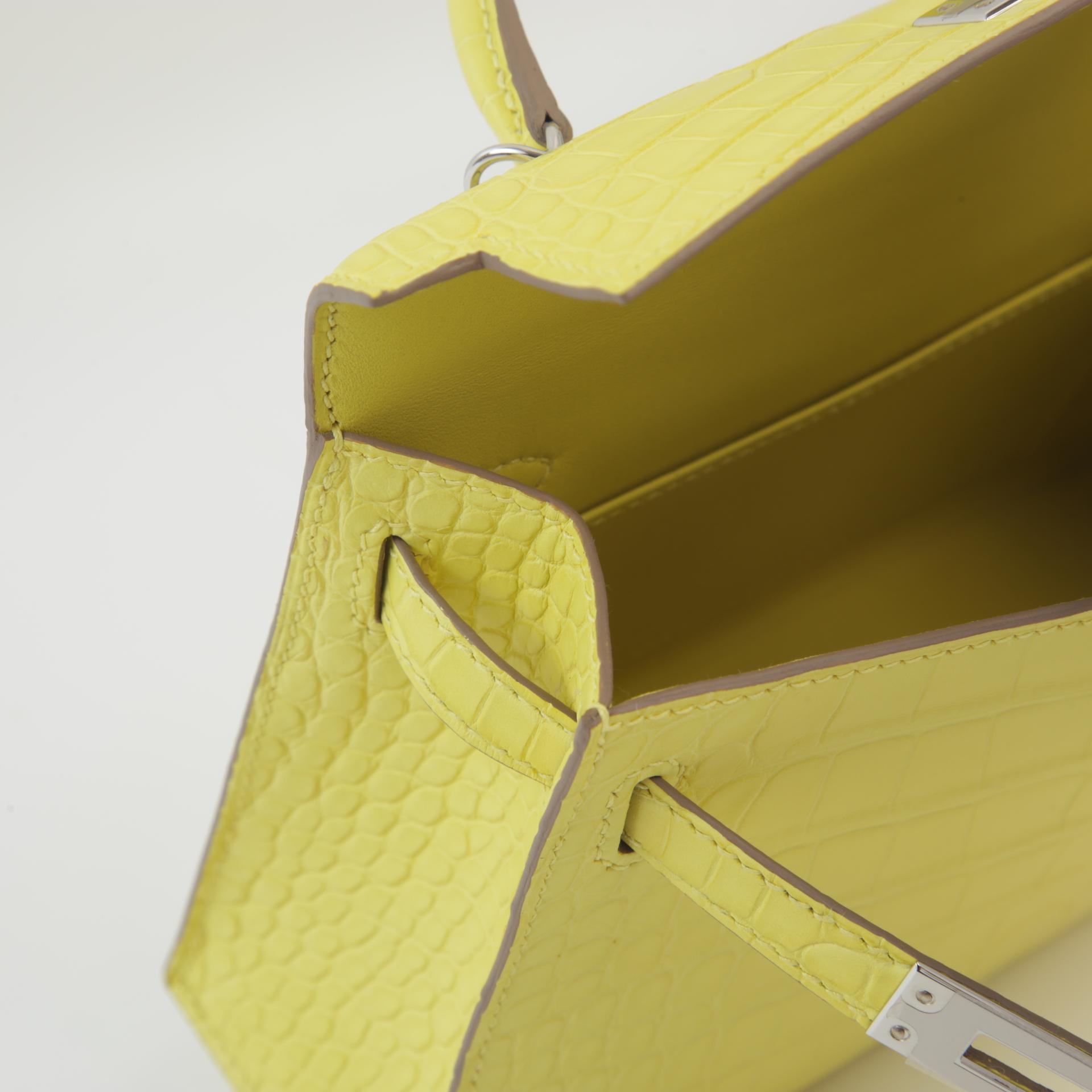 Unused ( Rank NS ) HERMÈS Mini Kelly II Lime (9R) Matte Alligator Palladium hardware B (2023) - 11
