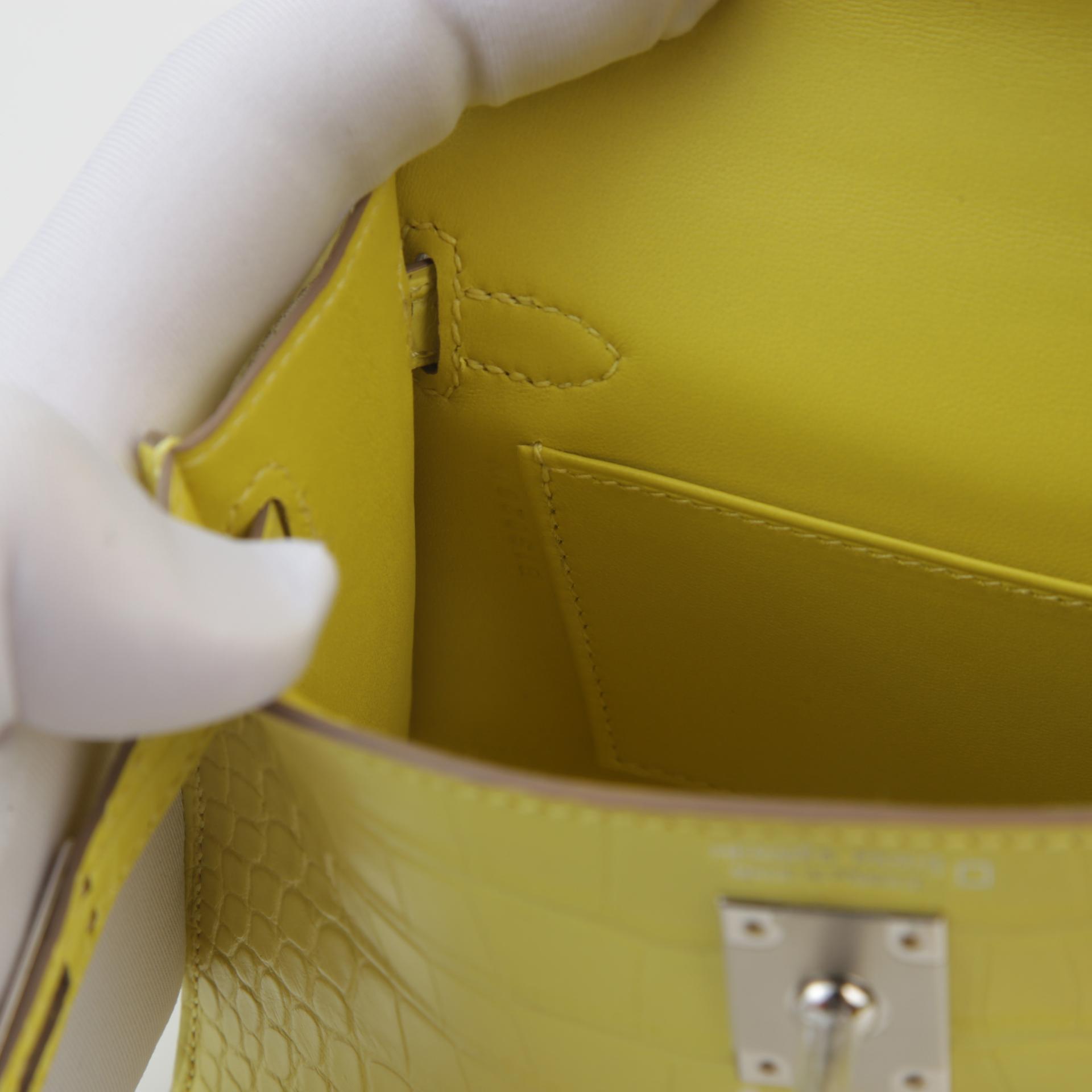 Unused ( Rank NS ) HERMÈS Mini Kelly II Lime (9R) Matte Alligator Palladium hardware B (2023) - 12