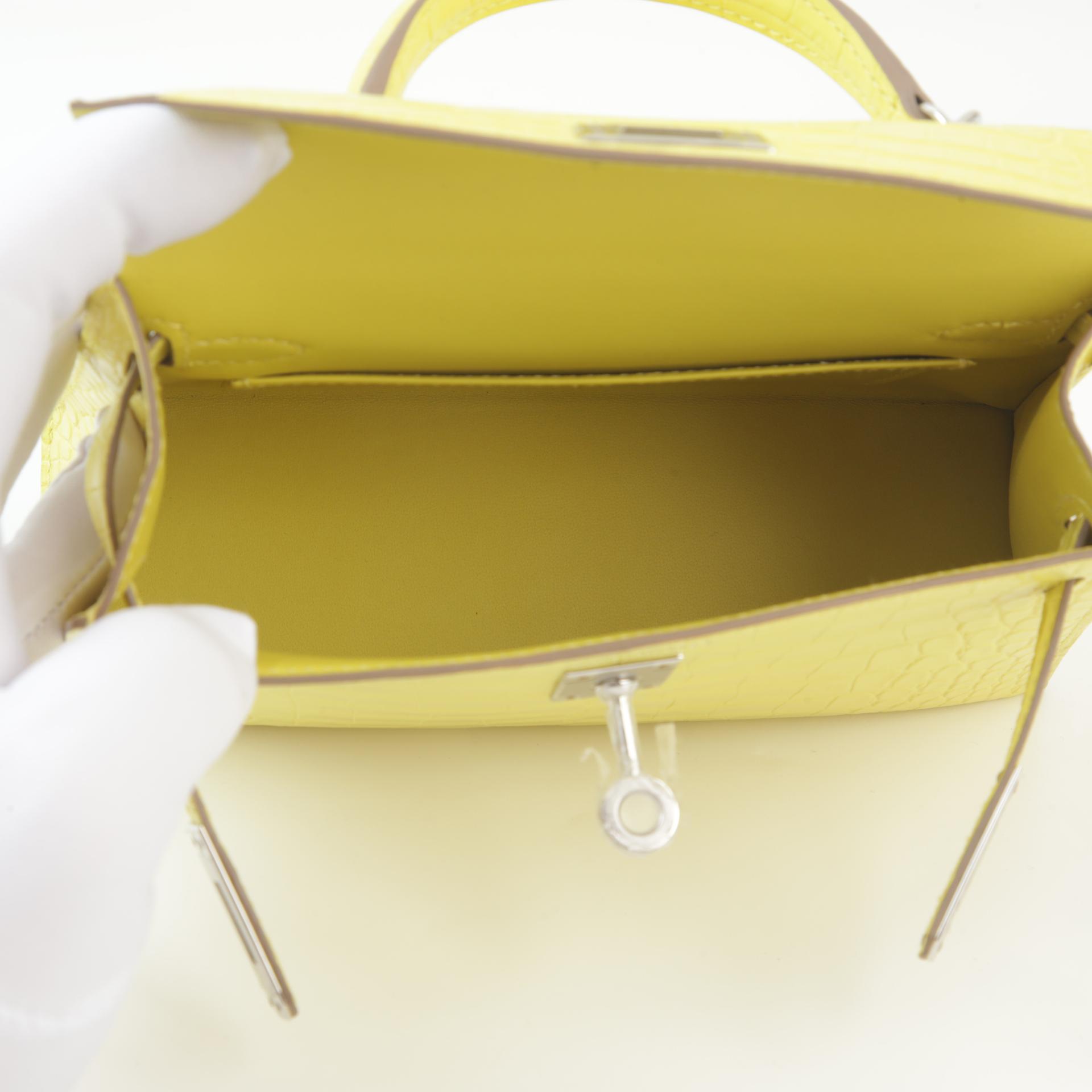 Unused ( Rank NS ) HERMÈS Mini Kelly II Lime (9R) Matte Alligator Palladium hardware B (2023) - 13
