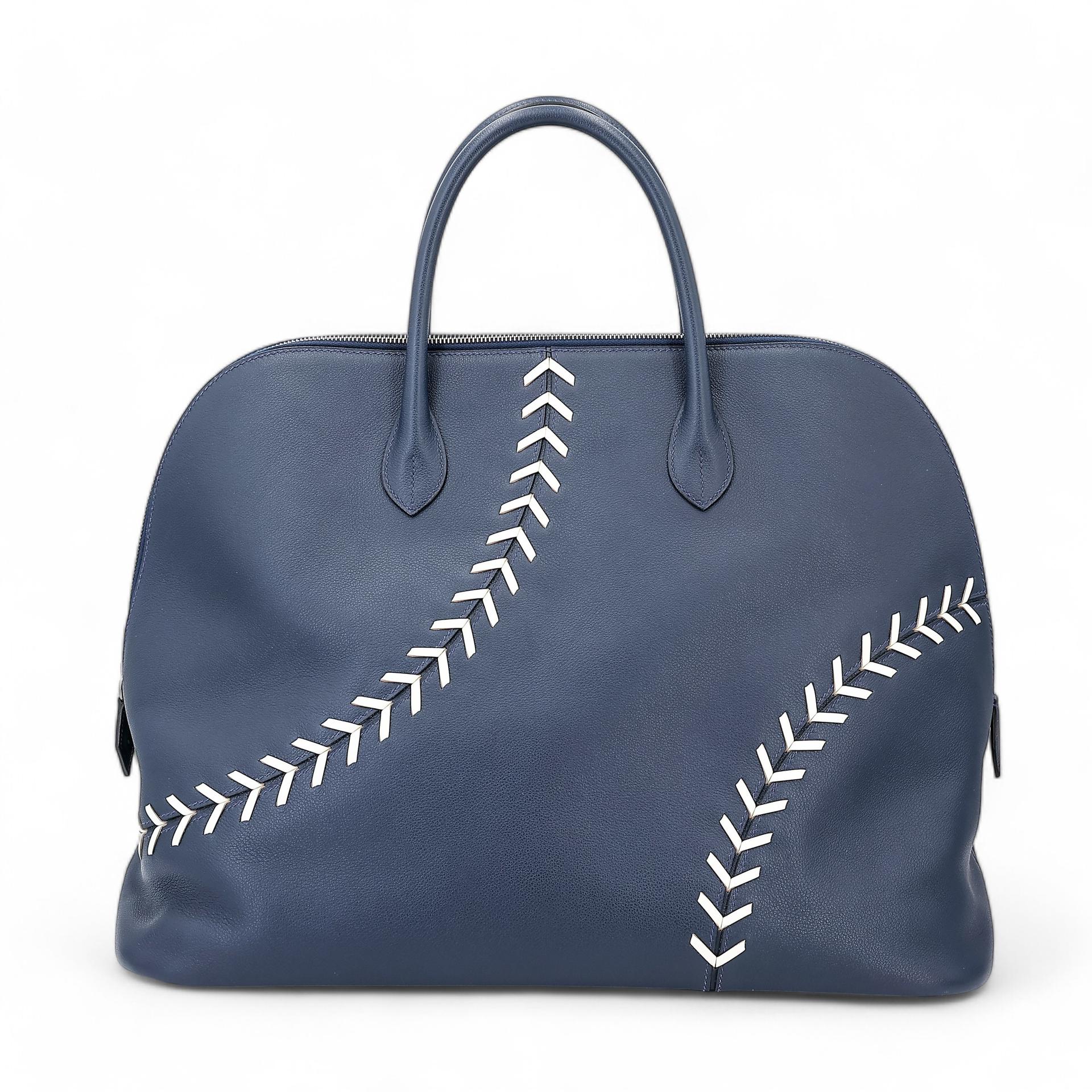 Very Good ( Rank A) HERMÈS Bolide 45 1923 Baseball Bleu Nuit (2Z) Evercolor Palladium hardware C (2018) - 1