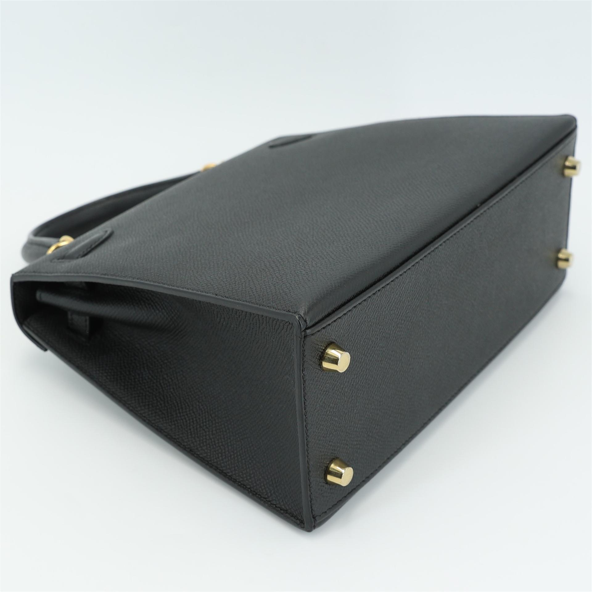 Very Good ( Rank A) HERMÈS Kelly 25 Sellier Black (89) Epsom Gold hardware T (2015) - 6
