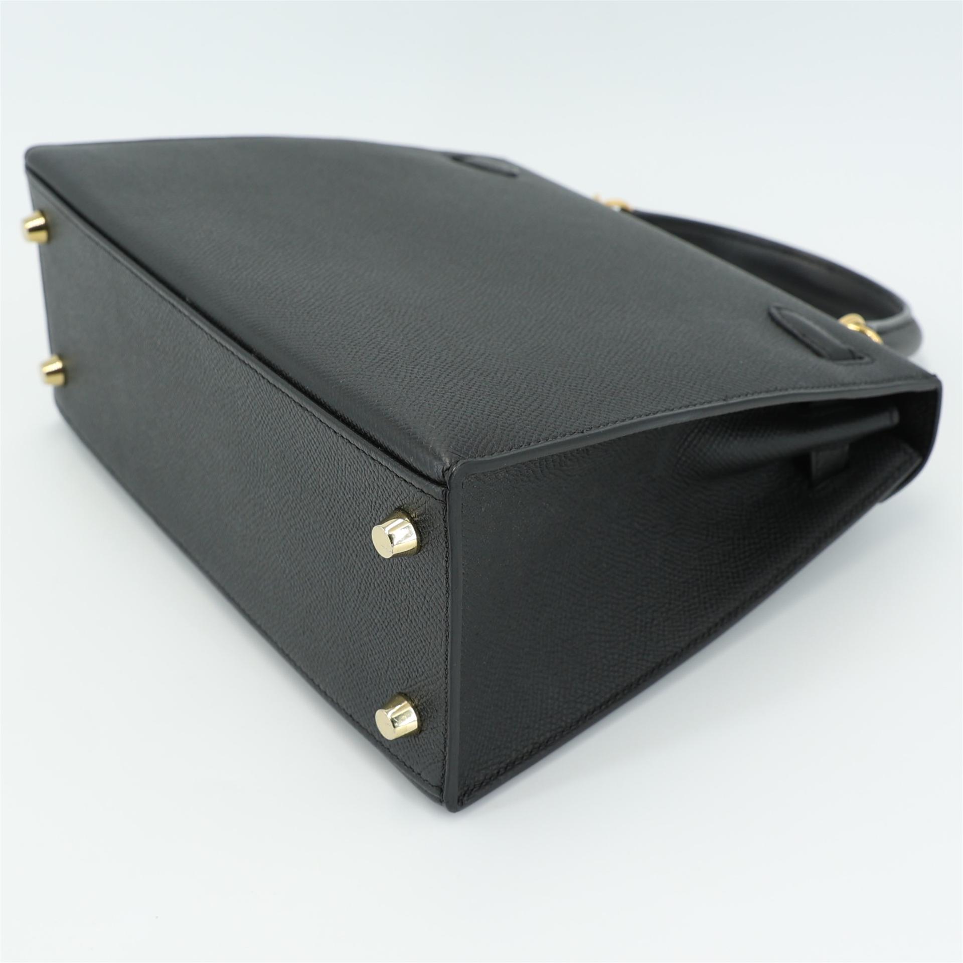 Very Good ( Rank A) HERMÈS Kelly 25 Sellier Black (89) Epsom Gold hardware T (2015) - 7