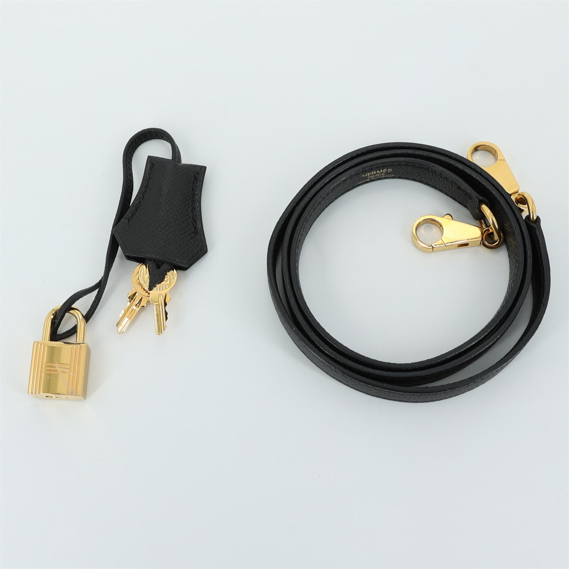 Very Good ( Rank A) HERMÈS Kelly 25 Sellier Black (89) Epsom Gold hardware T (2015) - 15