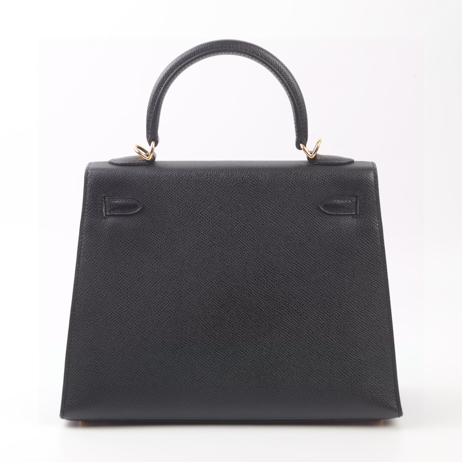 Very Good ( Rank A) HERMÈS Kelly 25 Sellier Black (89) Epsom Gold hardware U (2022) - 2