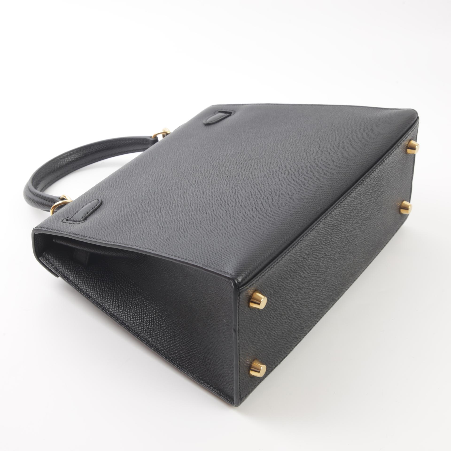Very Good ( Rank A) HERMÈS Kelly 25 Sellier Black (89) Epsom Gold hardware U (2022) - 5
