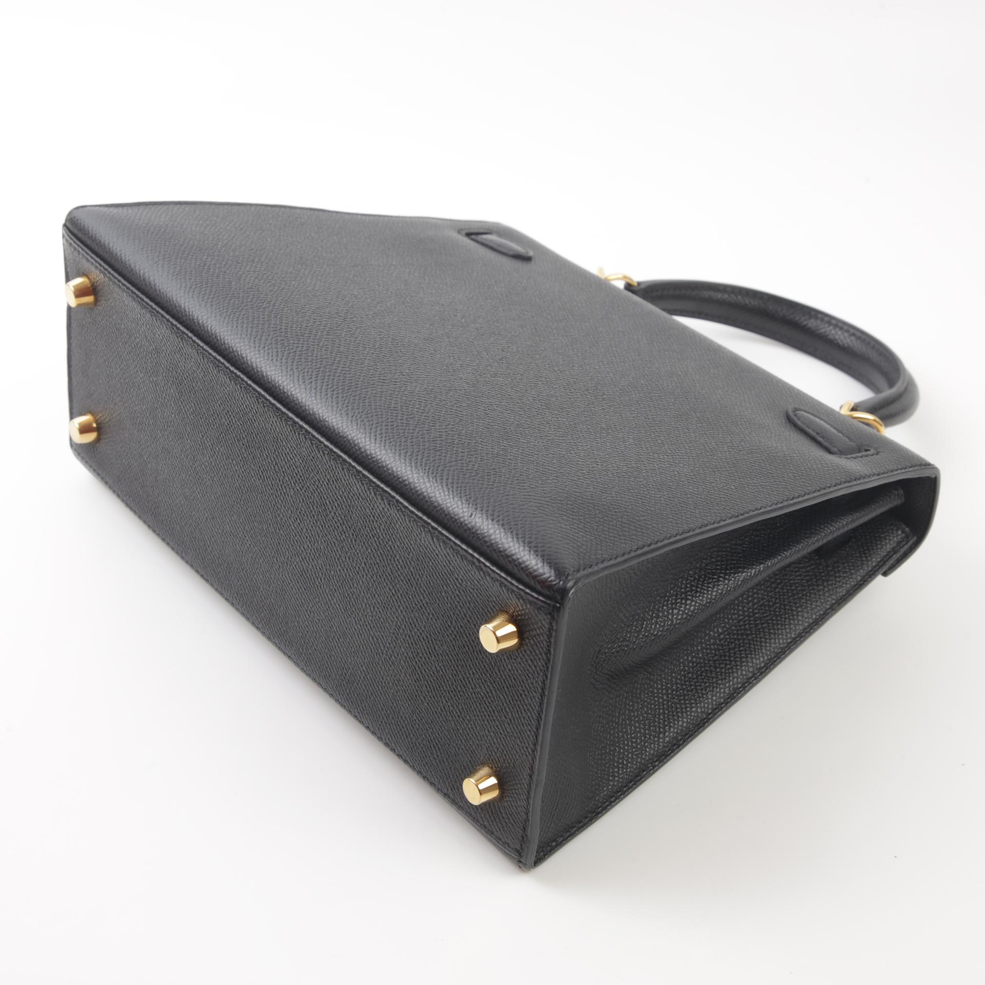 Very Good ( Rank A) HERMÈS Kelly 25 Sellier Black (89) Epsom Gold hardware U (2022) - 6