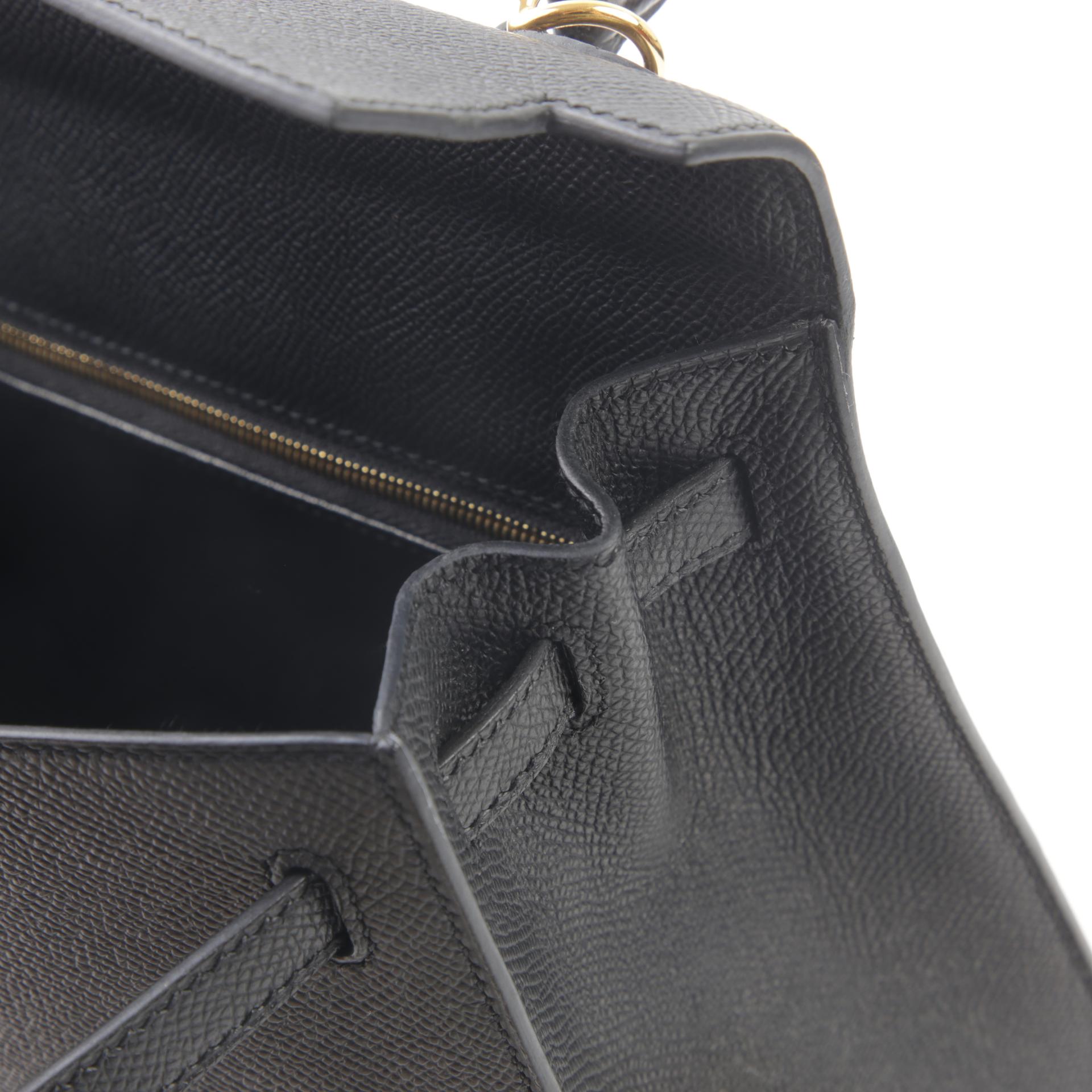 Very Good ( Rank A) HERMÈS Kelly 25 Sellier Black (89) Epsom Gold hardware U (2022) - 9