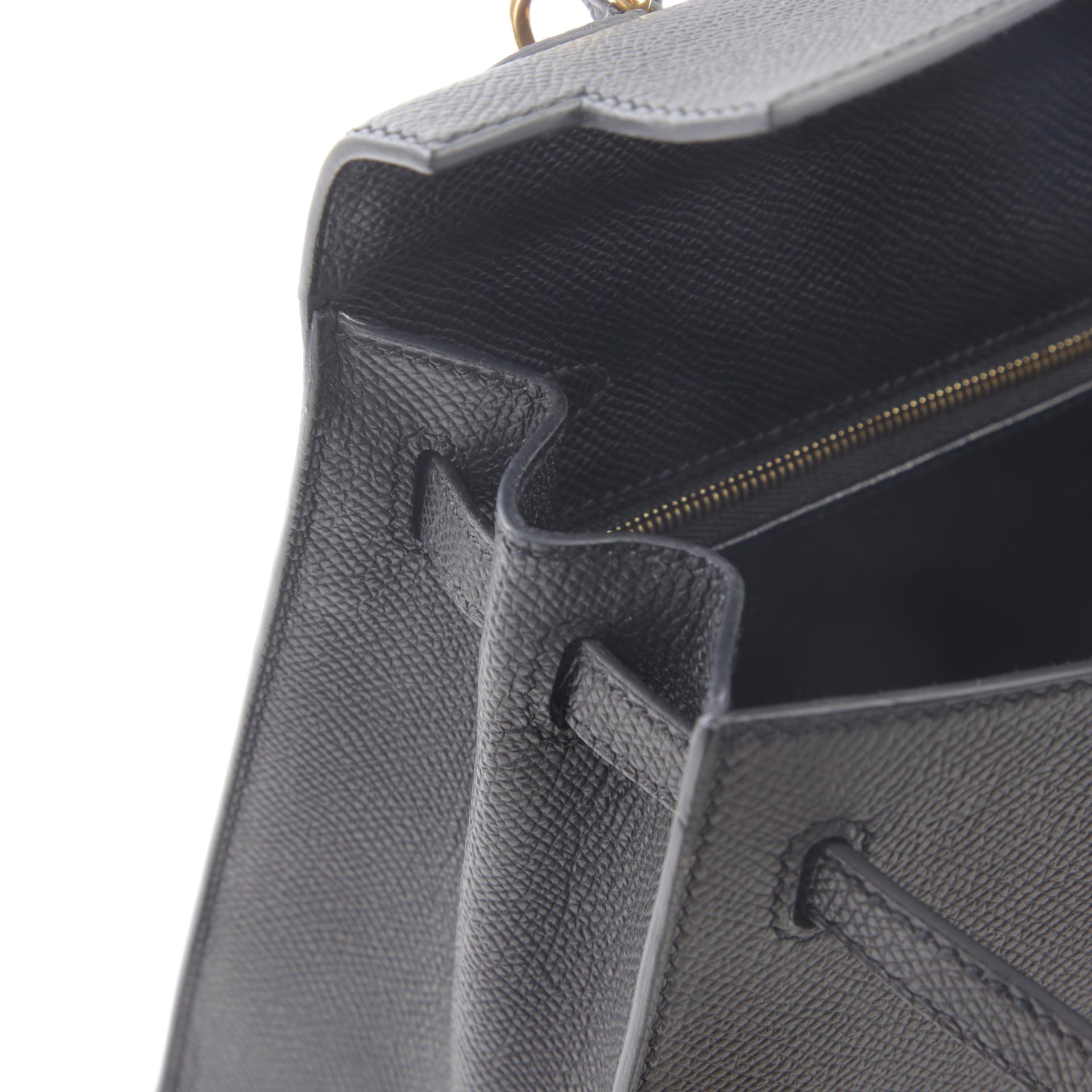 Very Good ( Rank A) HERMÈS Kelly 25 Sellier Black (89) Epsom Gold hardware U (2022) - 10