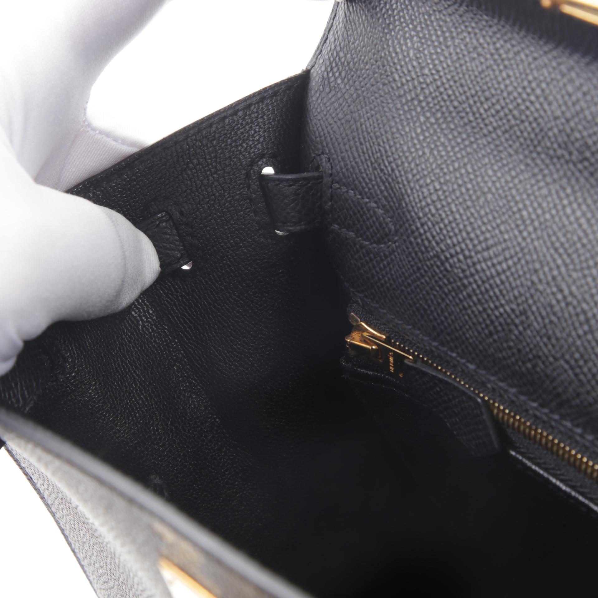 Very Good ( Rank A) HERMÈS Kelly 25 Sellier Black (89) Epsom Gold hardware U (2022) - 11