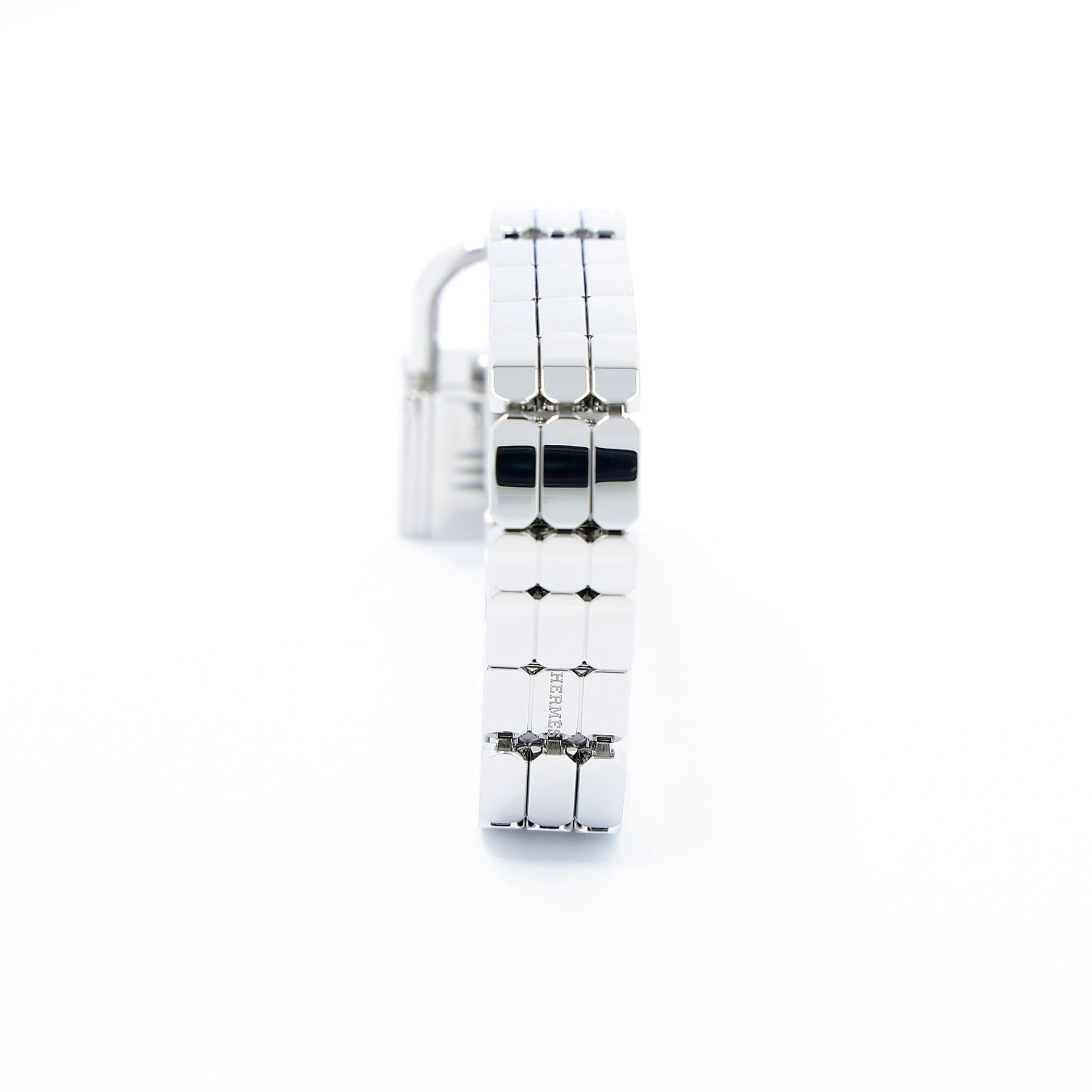 Brand New ( Rank N ) HERMÈS Kelly Watch 16mm Silver White Diamond Steel - 3