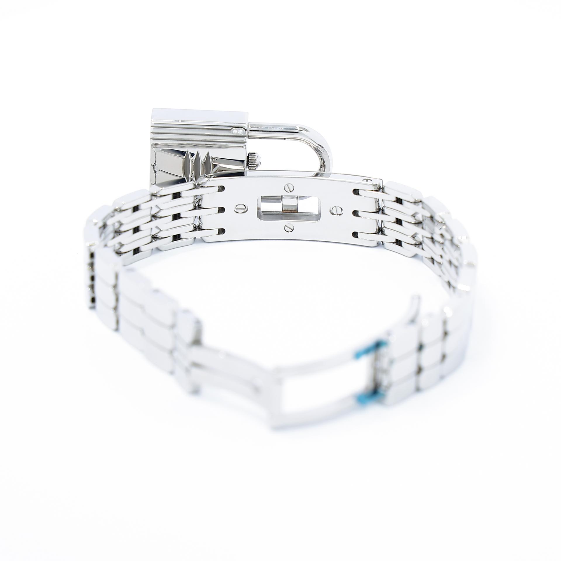 Brand New ( Rank N ) HERMÈS Kelly Watch 16mm Silver White Diamond Steel - 5