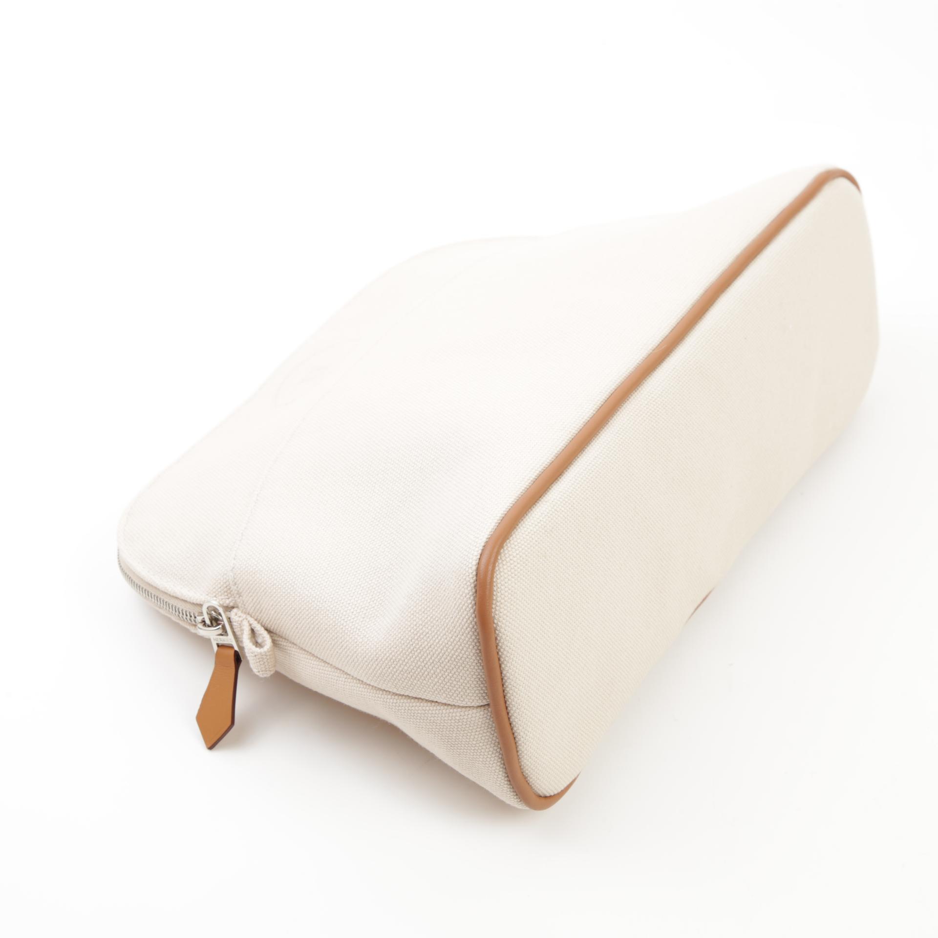 Unused ( Rank NS ) HERMÈS Bolide Pouch Orange Beige Canvas Palladium hardware - 3