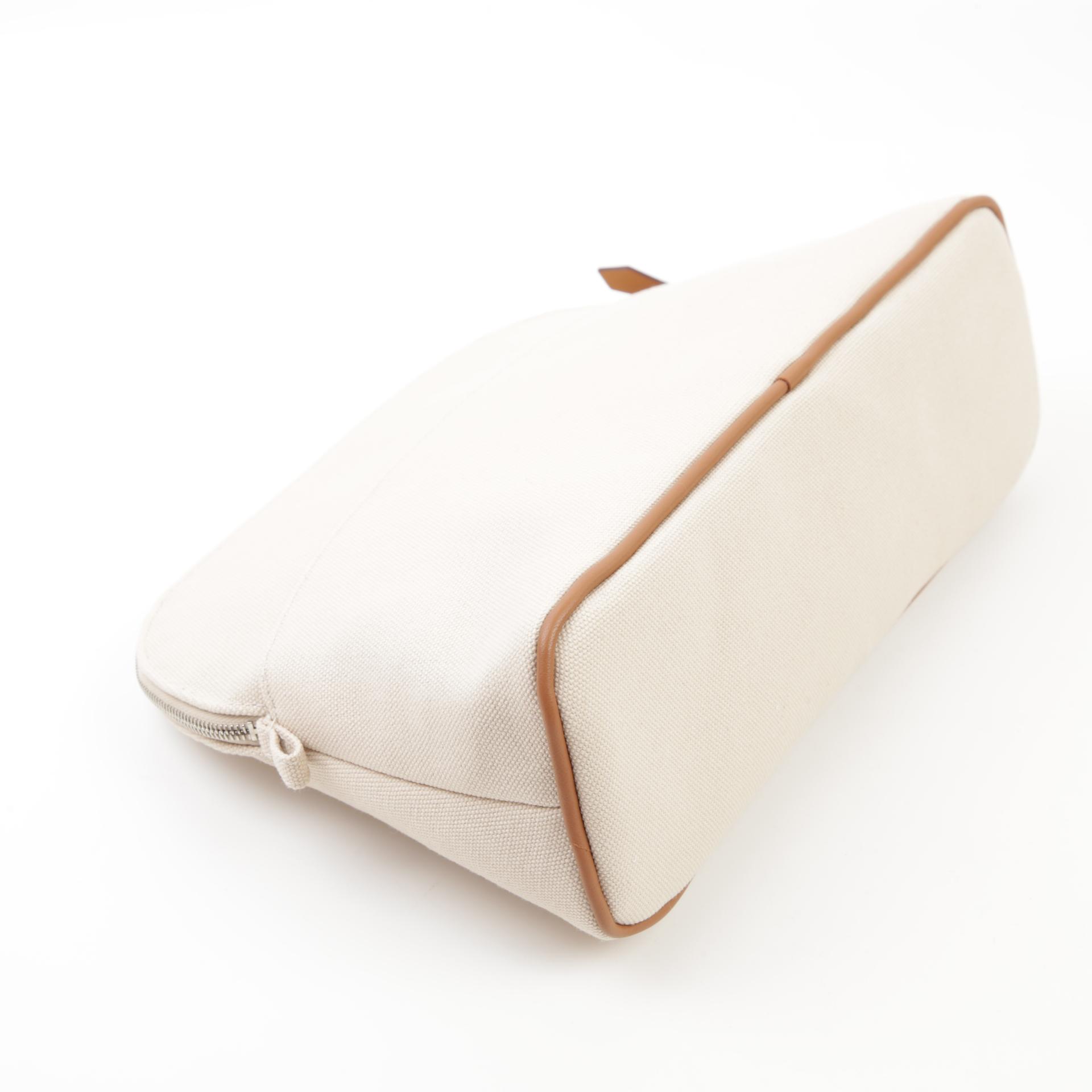 Unused ( Rank NS ) HERMÈS Bolide Pouch Orange Beige Canvas Palladium hardware - 5