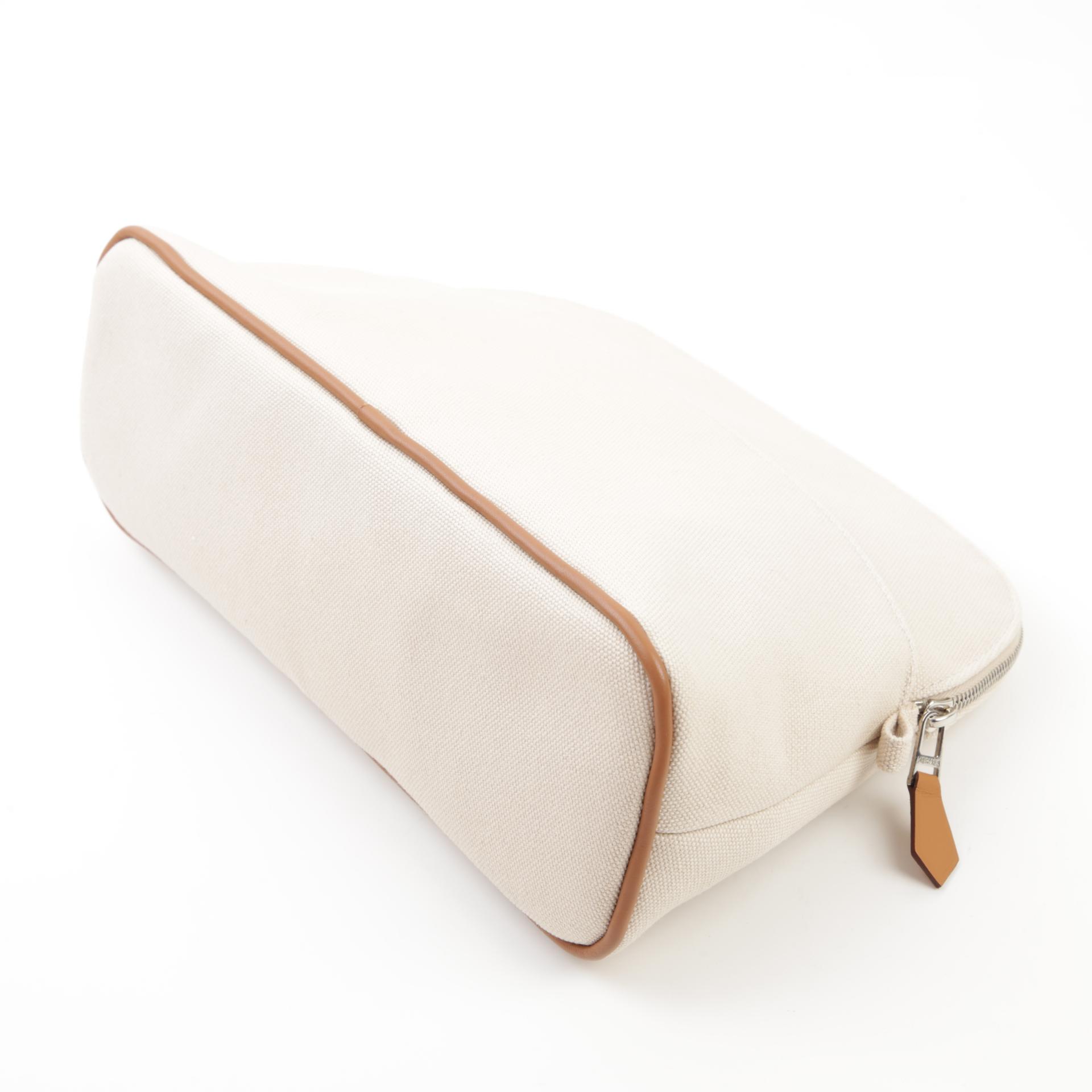 Unused ( Rank NS ) HERMÈS Bolide Pouch Orange Beige Canvas Palladium hardware - 6