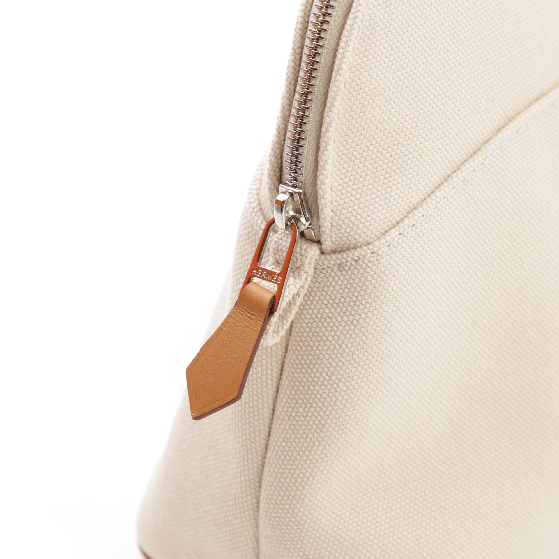 Unused ( Rank NS ) HERMÈS Bolide Pouch Orange Beige Canvas Palladium hardware - 7