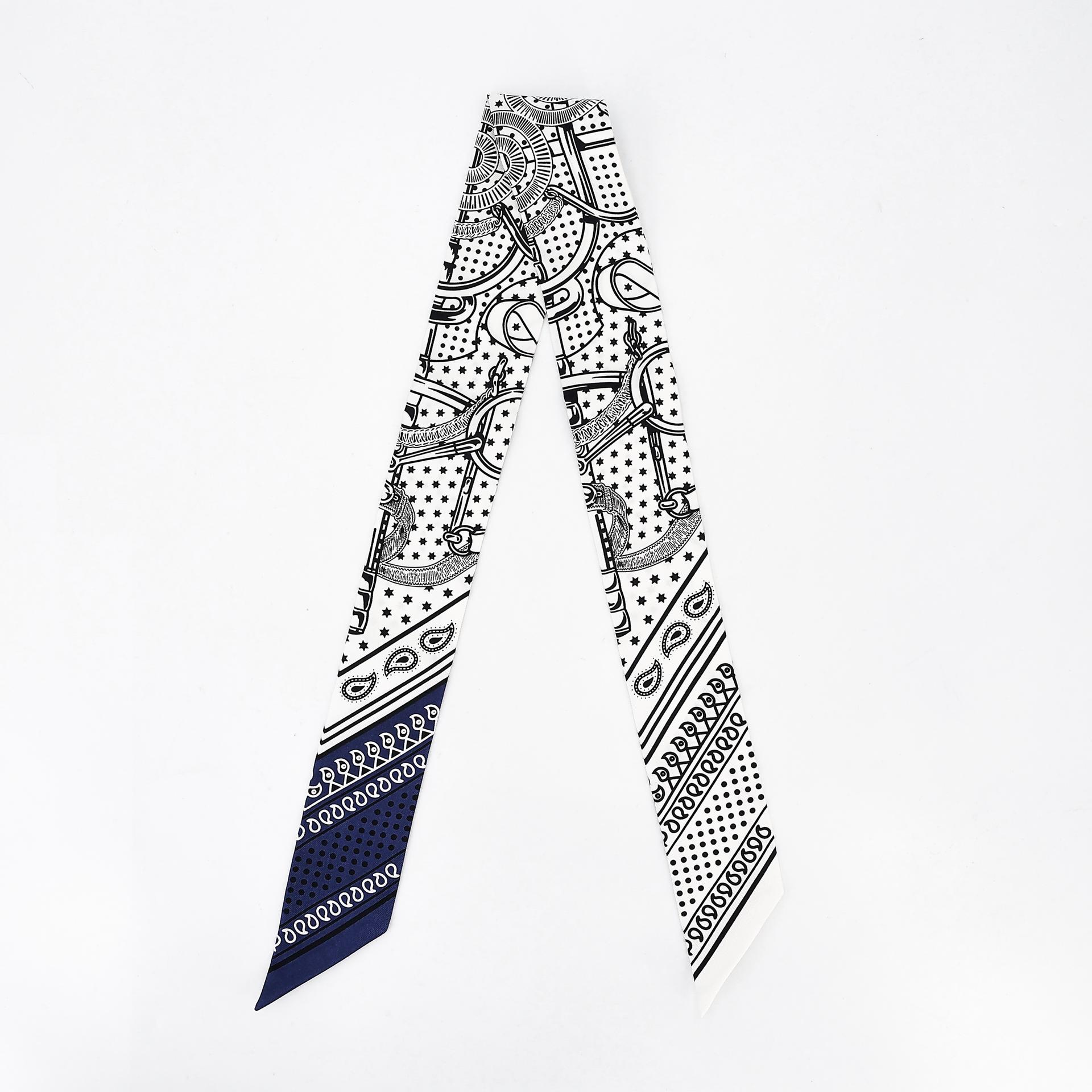 Brand New ( Rank N ) HERMÈS Twilly Apron Doll Bandana Blue White Silk - 2