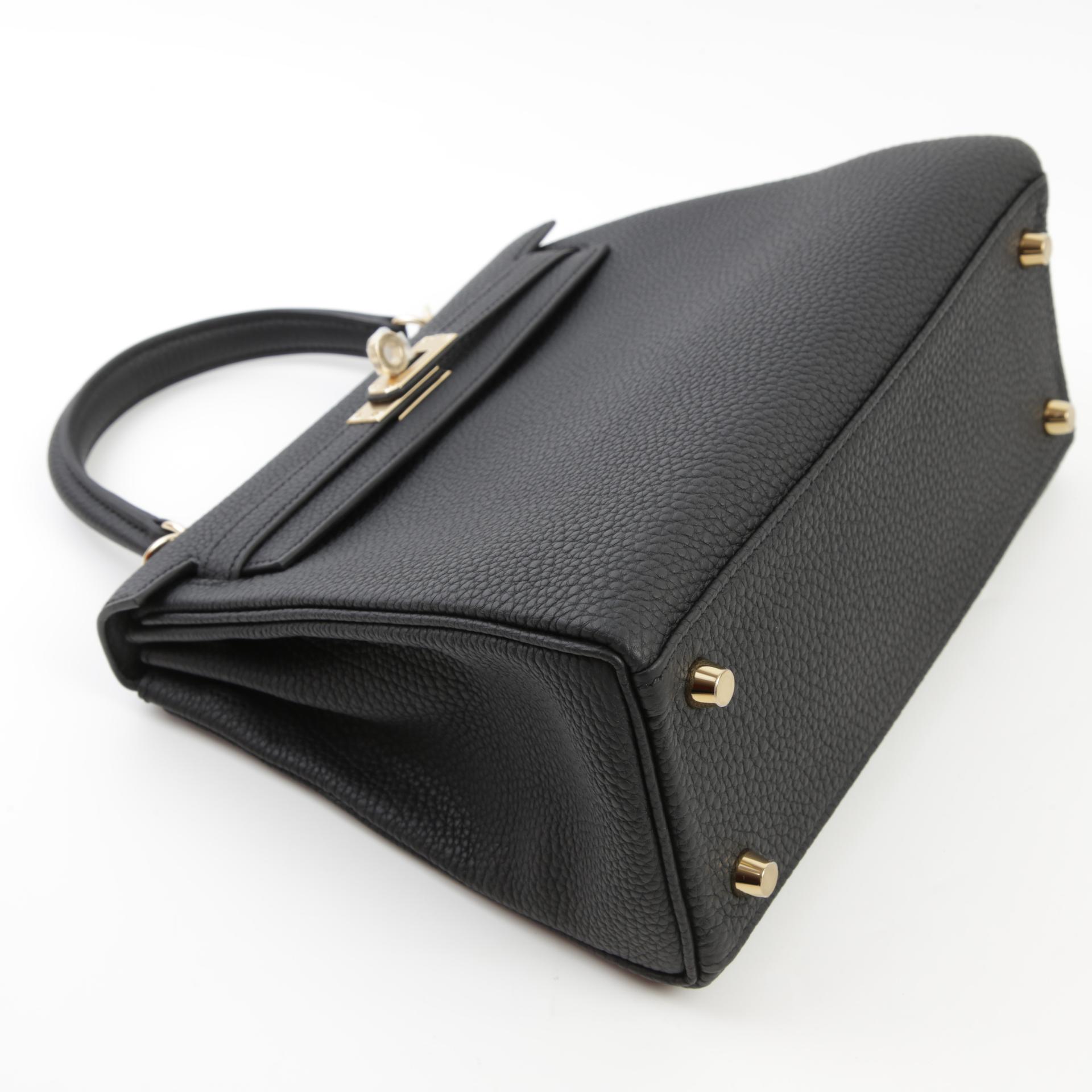 Brand New ( Rank N ) HERMÈS Kelly 25 Black (89) Togo Permabrass hardware W (2024) - 4