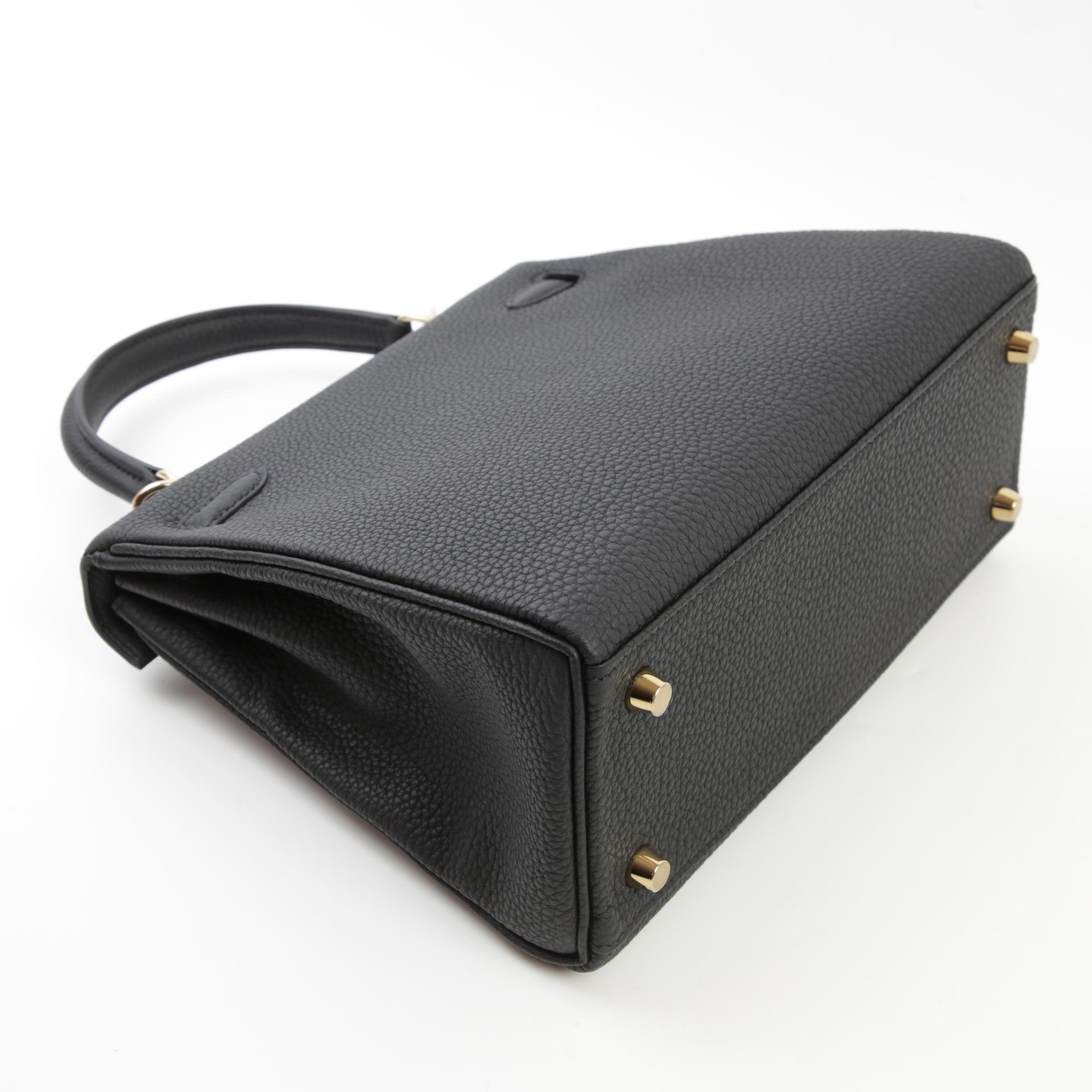 Brand New ( Rank N ) HERMÈS Kelly 25 Black (89) Togo Permabrass hardware W (2024) - 6