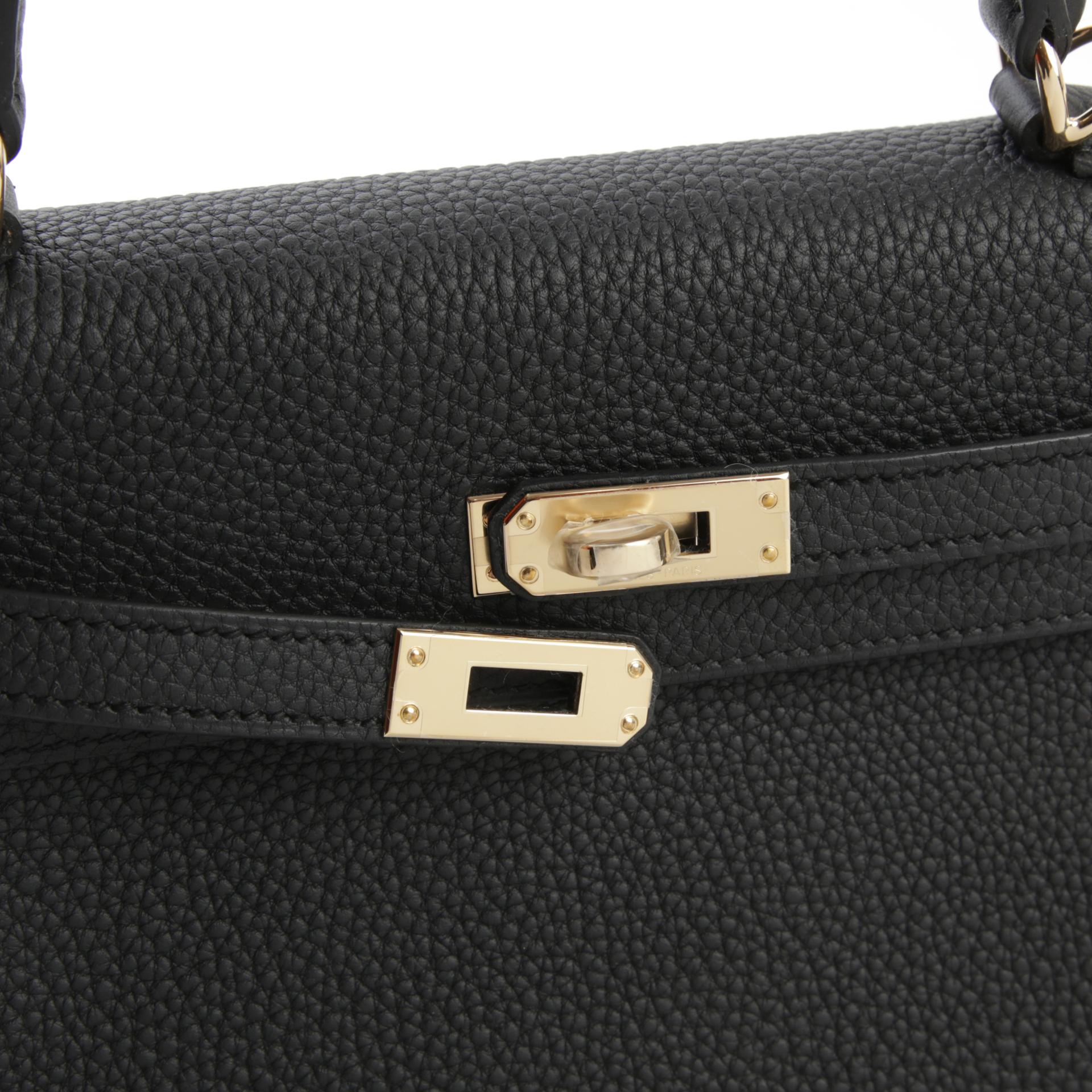 Brand New ( Rank N ) HERMÈS Kelly 25 Black (89) Togo Permabrass hardware W (2024) - 8